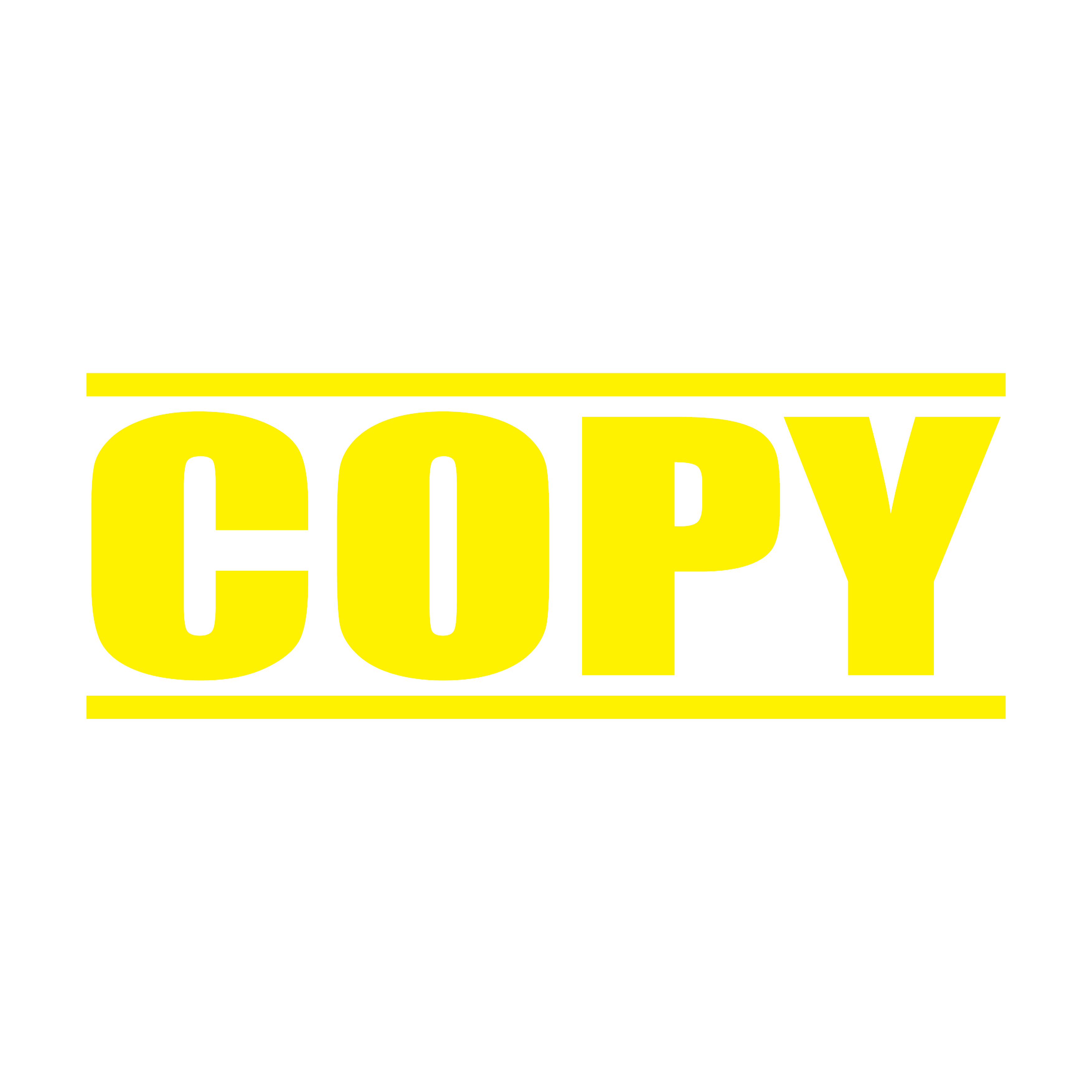 "A yellow self inking rubber stamp with the word 'COPY' printed in bold capital letters in yellow ink. stampers hand stamp office business inventory documents yellow ink
"