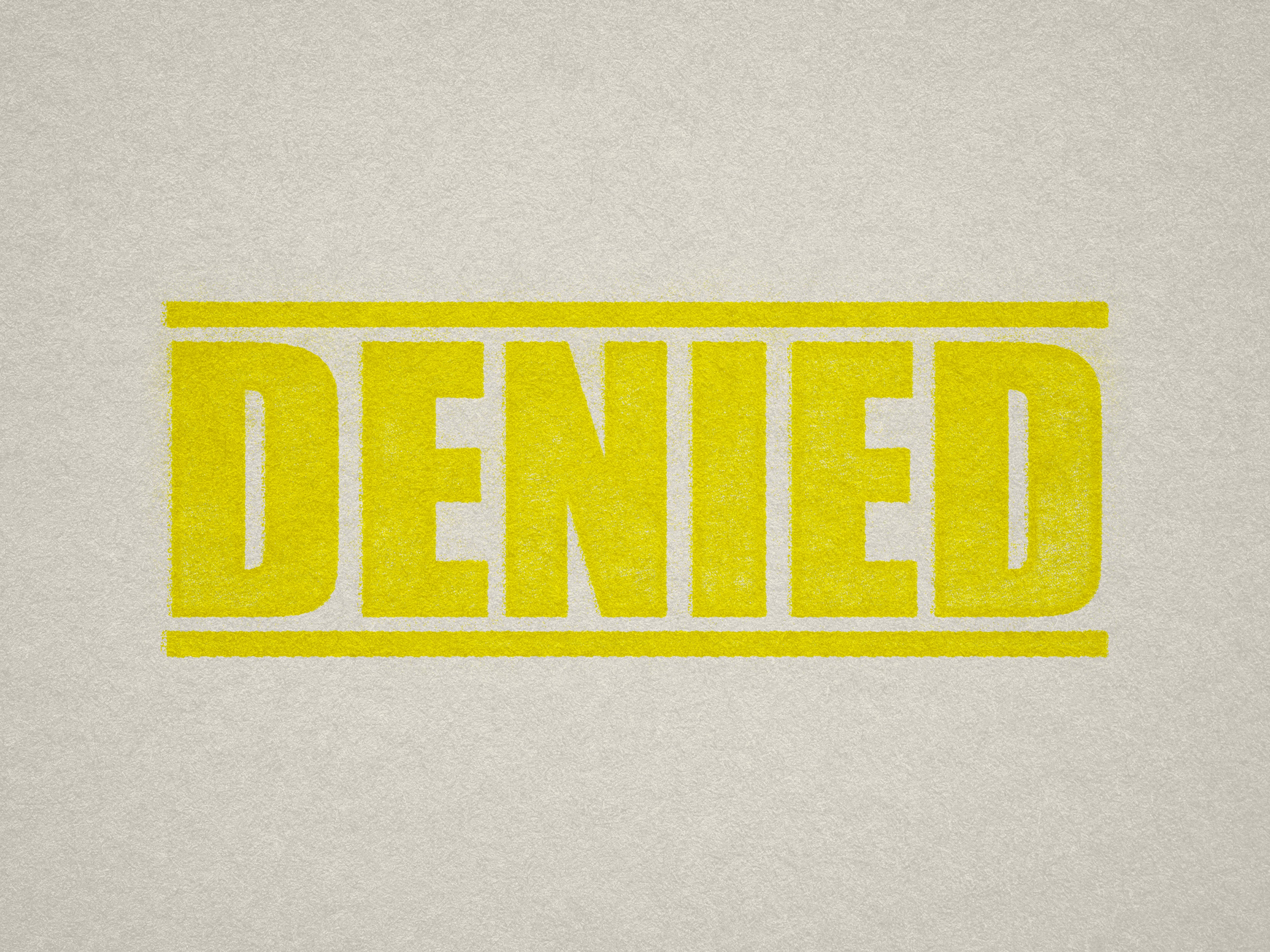 mock up design of 'Denied' rubber stamp yellow ink in paper background stampers hand stamp office business inventory documents self inking prefill refillable stamps stamping