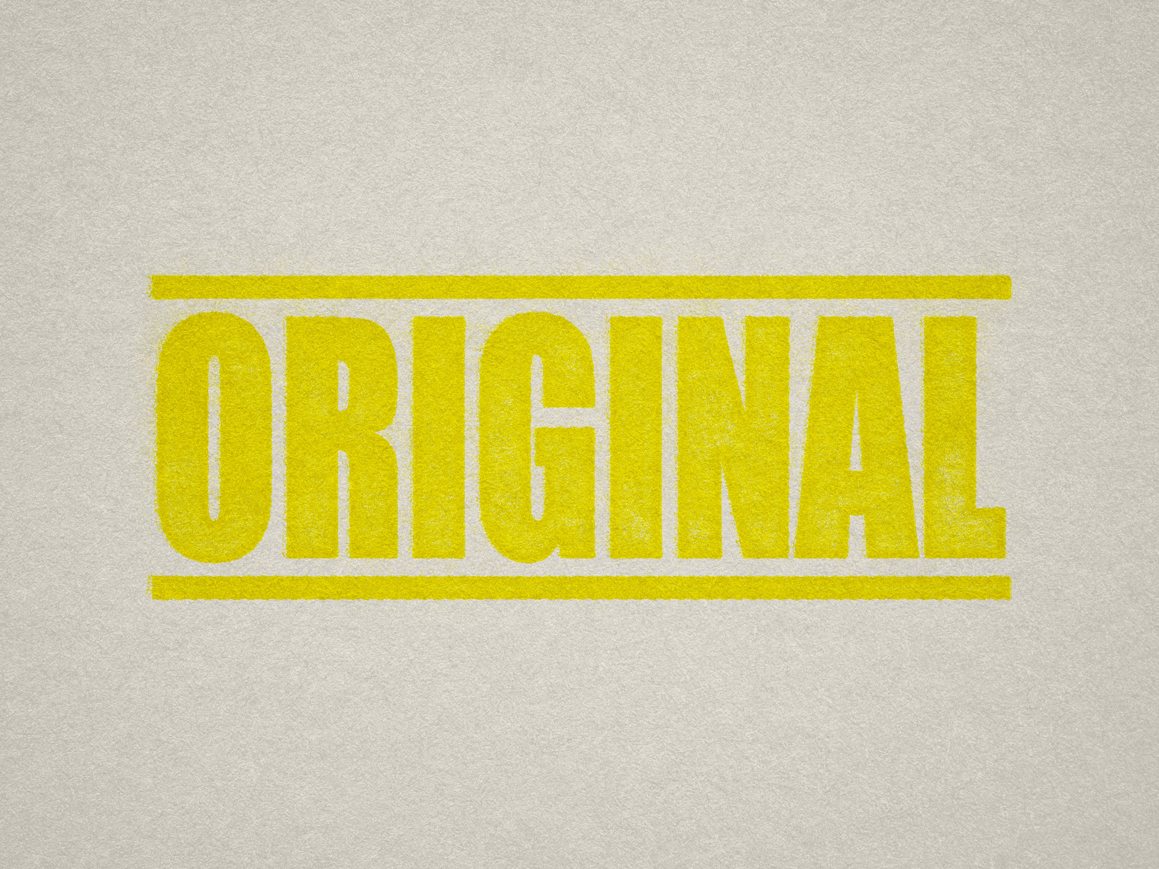 mock up design of 'Original' rubber stamp yellow ink in paper background stampers hand stamp office business inventory documents self inking prefill refillable stamps stamping