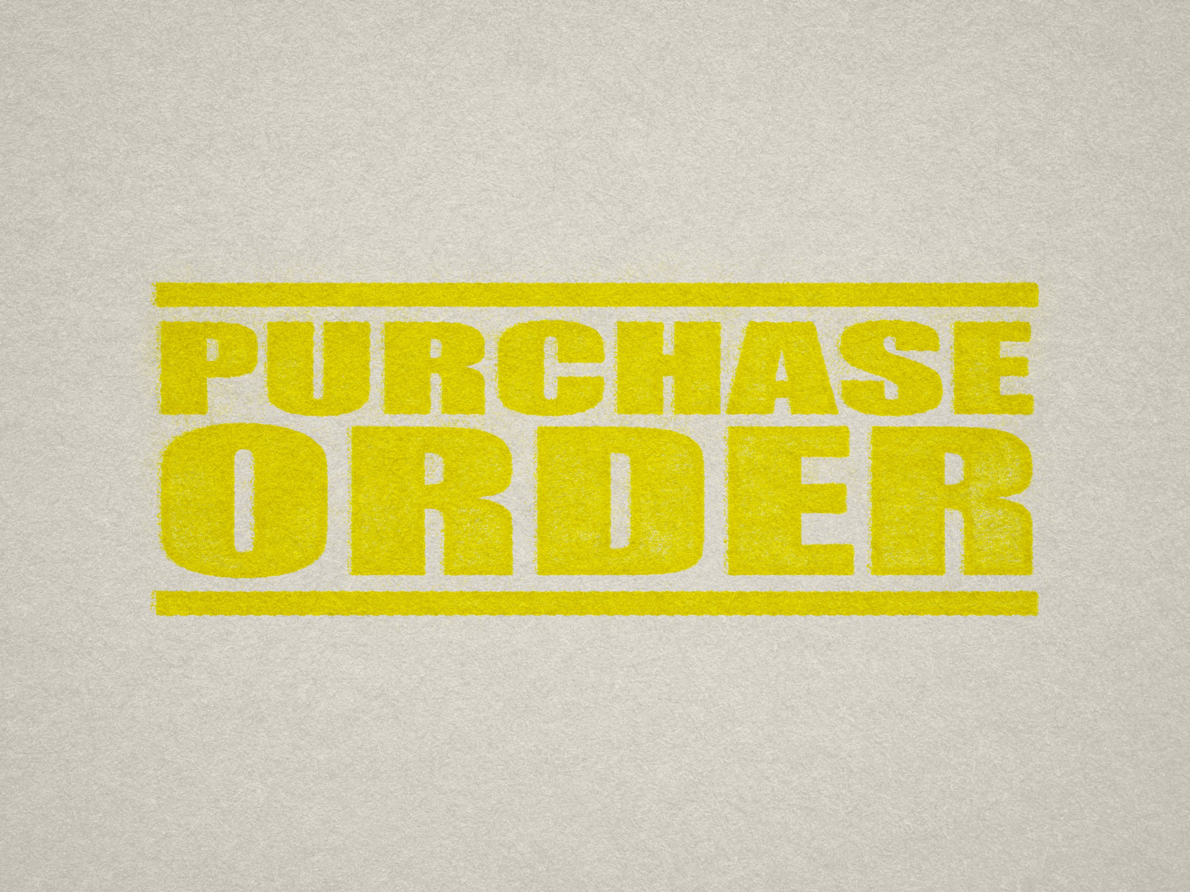 Bright Yellow Purchase Order rubber stamp Mock impression