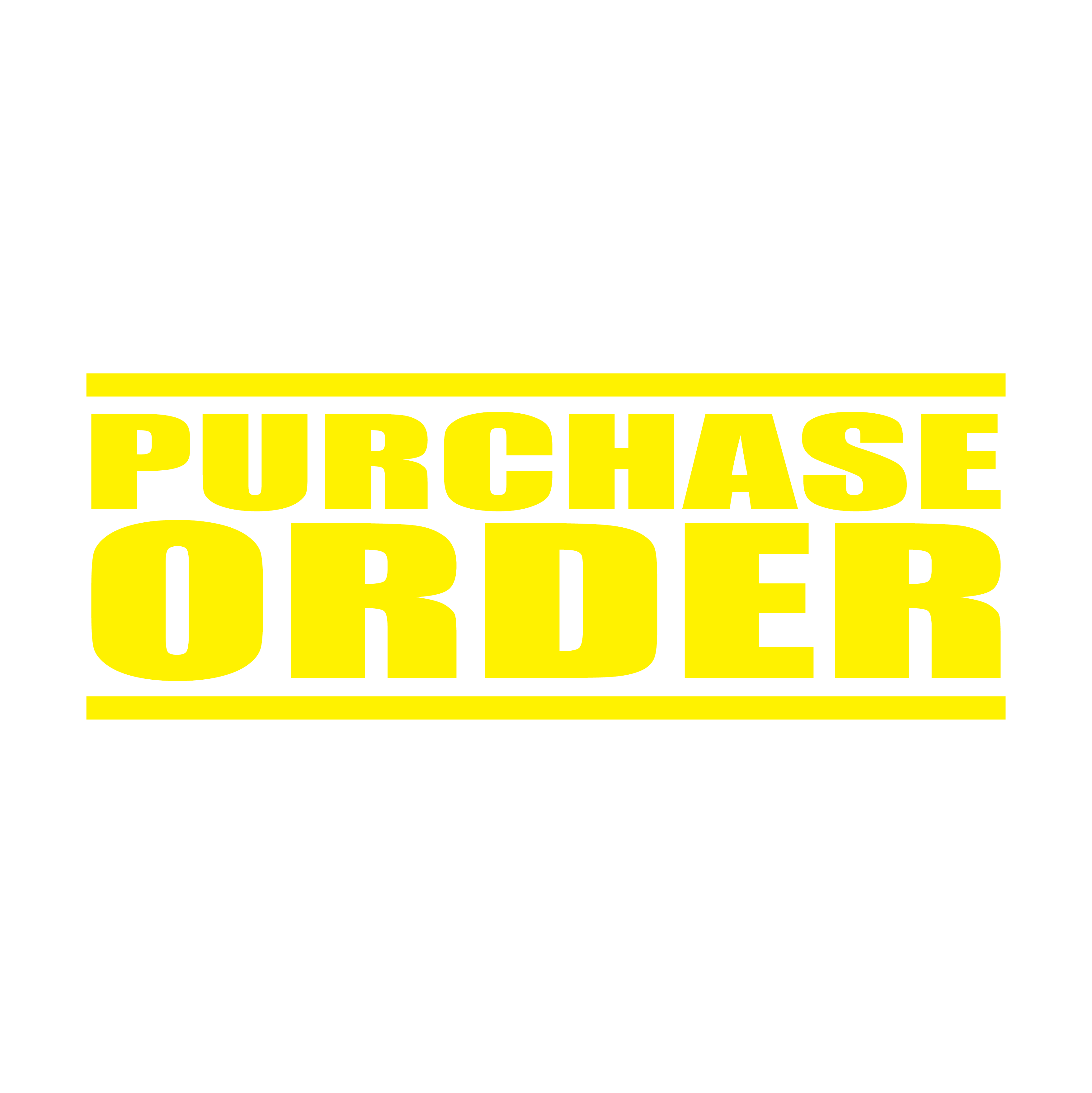 Yellow PURCHASE ORDER rubber stamp
