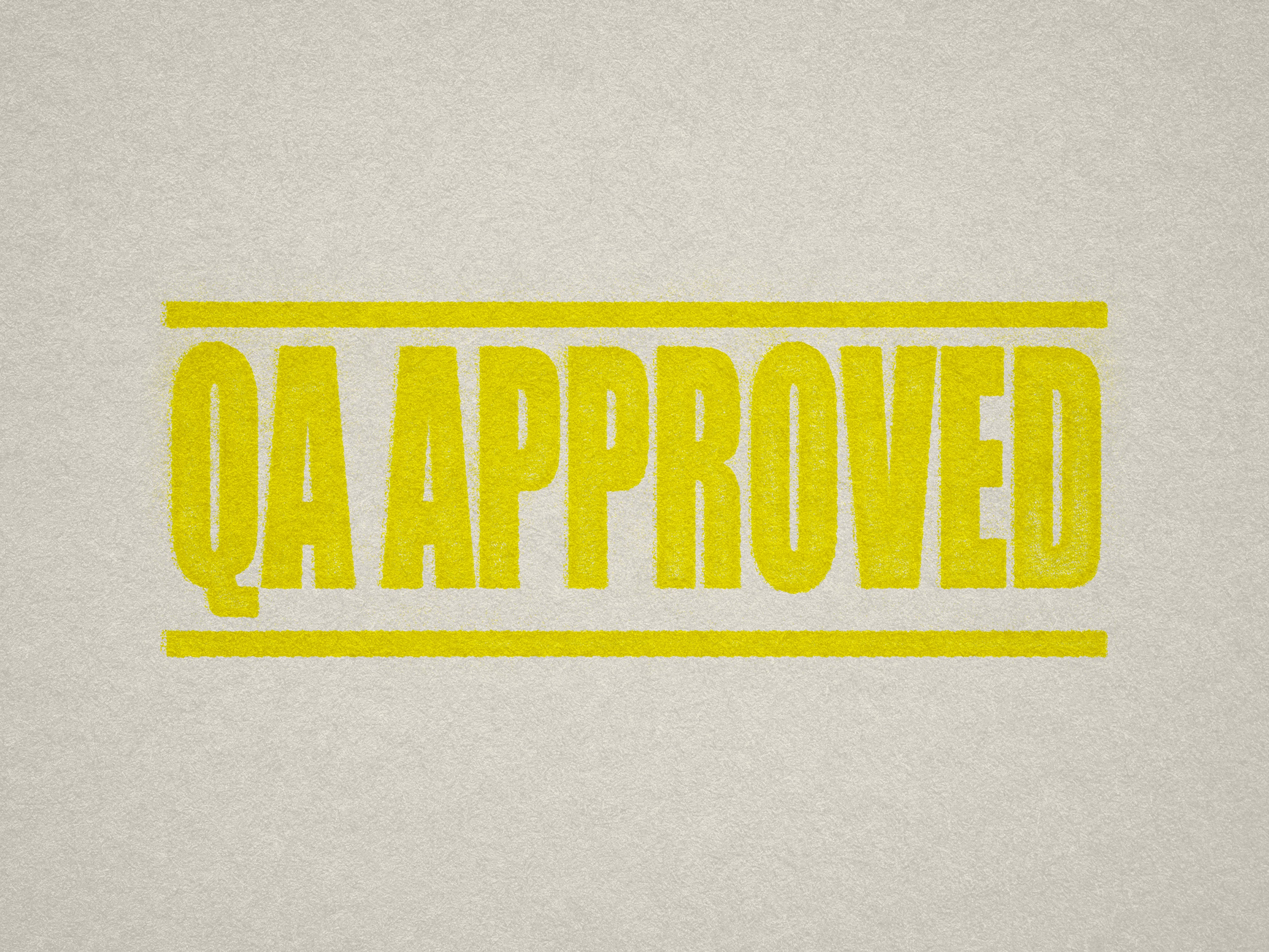 ff the shelf QA Approved stamp Yellow ink