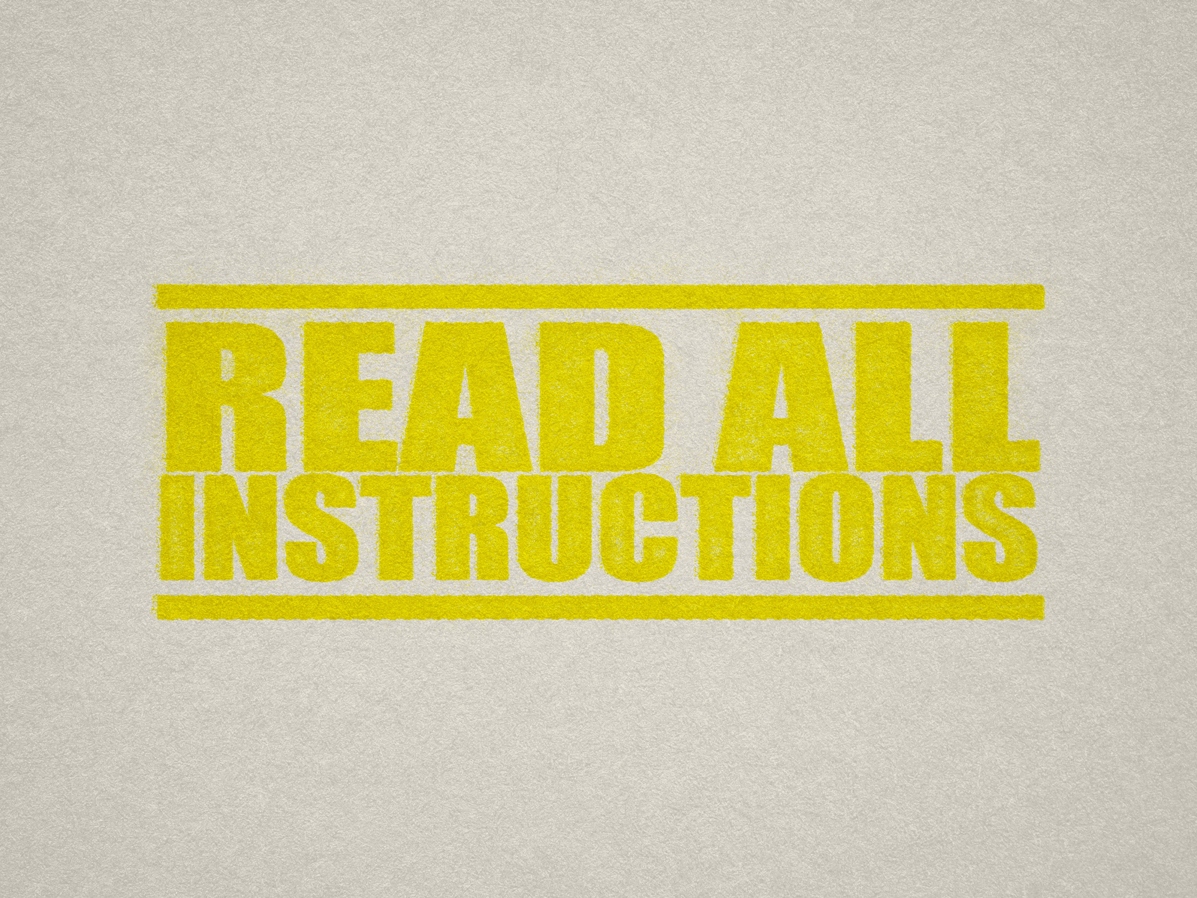 Readymade Read All Instructions Stamp yellow ink
