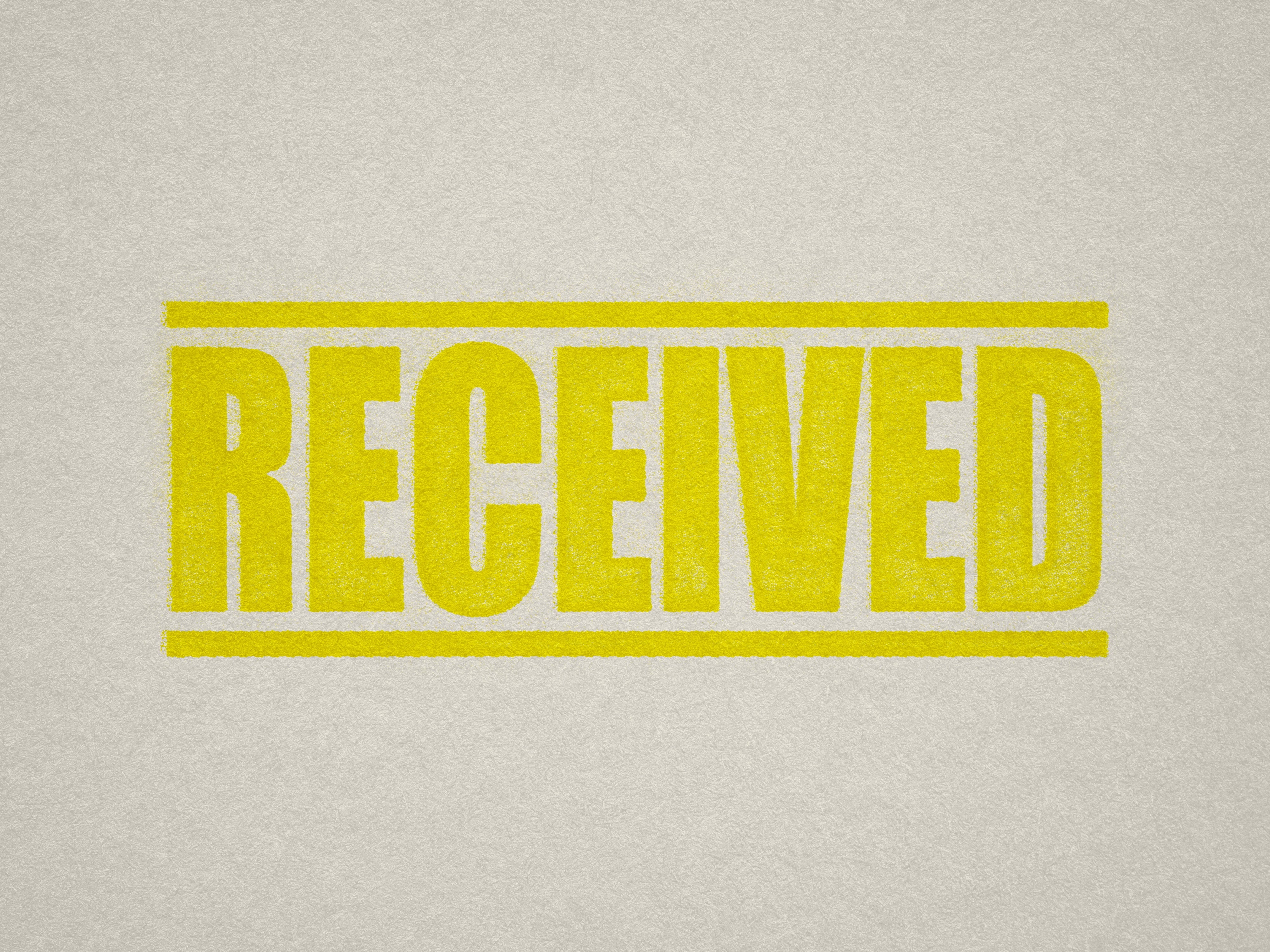 mock up design of 'Received " rubber stamp yellow ink in paper background stampers hand stamp office business inventory documents self inking prefill refillable stamps stamping