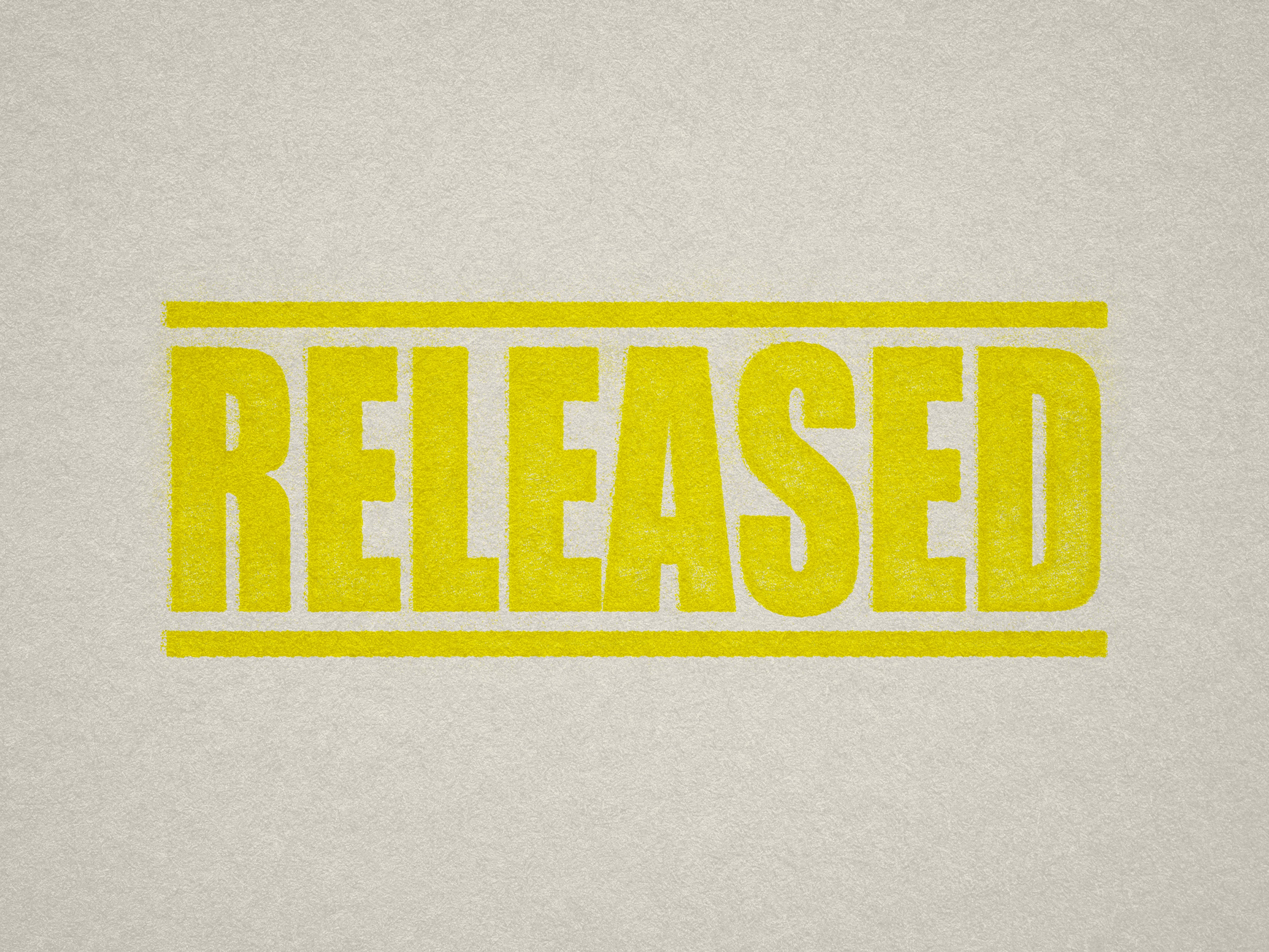 RELEASED rubber stamp Yellow print