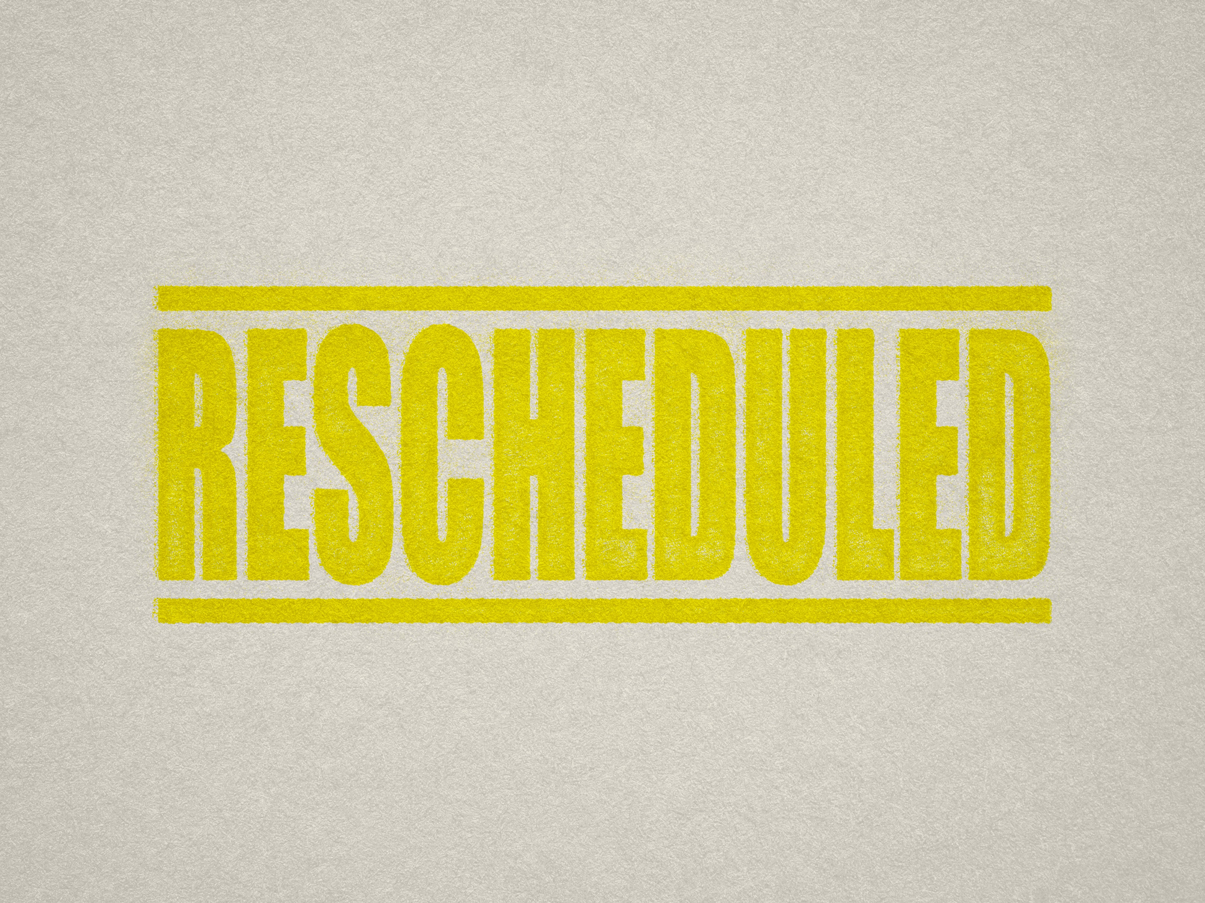 RESCHEDULED stamp readymade rubber stamper yellow ink