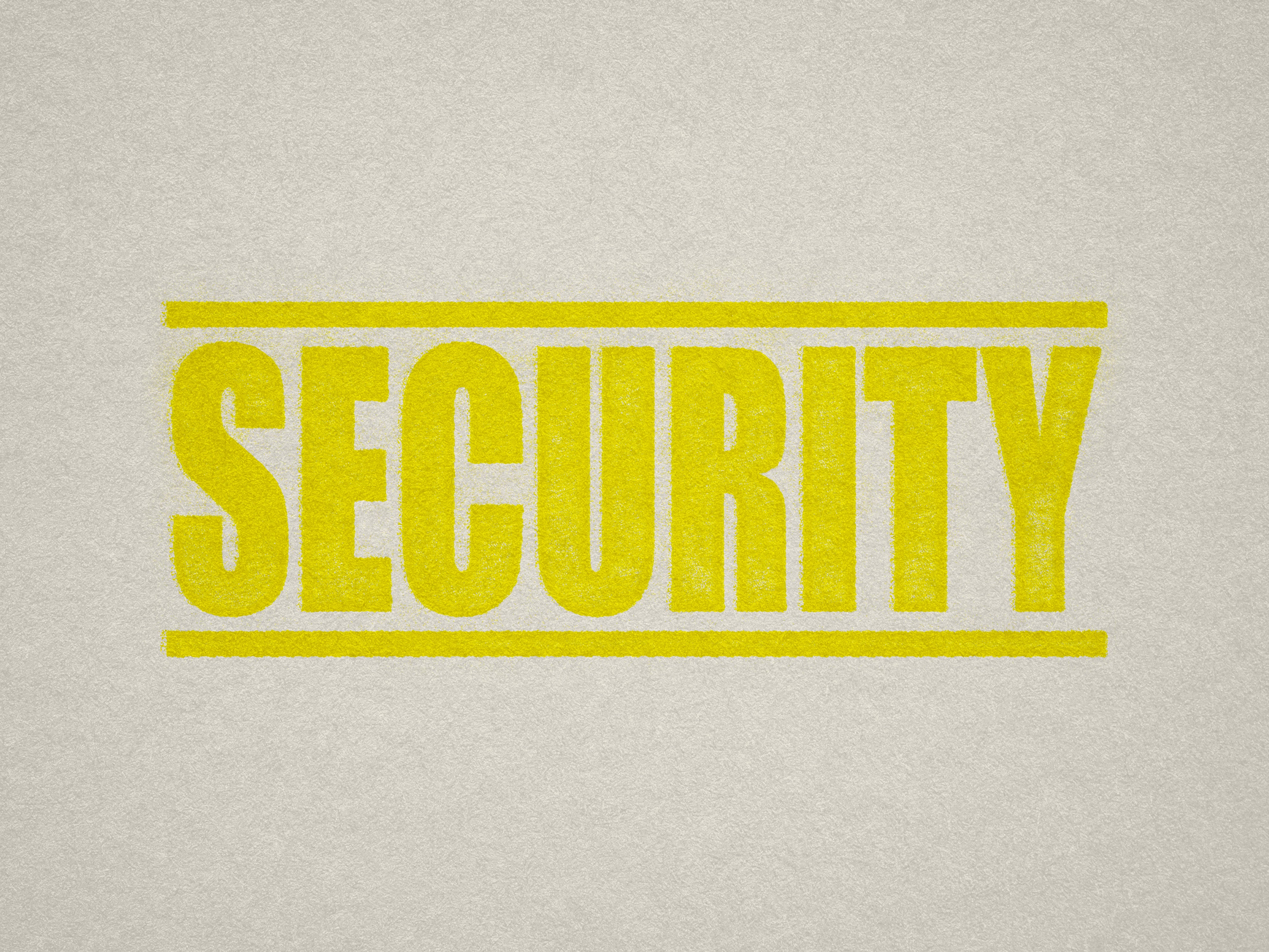 Ready-made rubber stamp "SECURITY" graphic in yellow ink