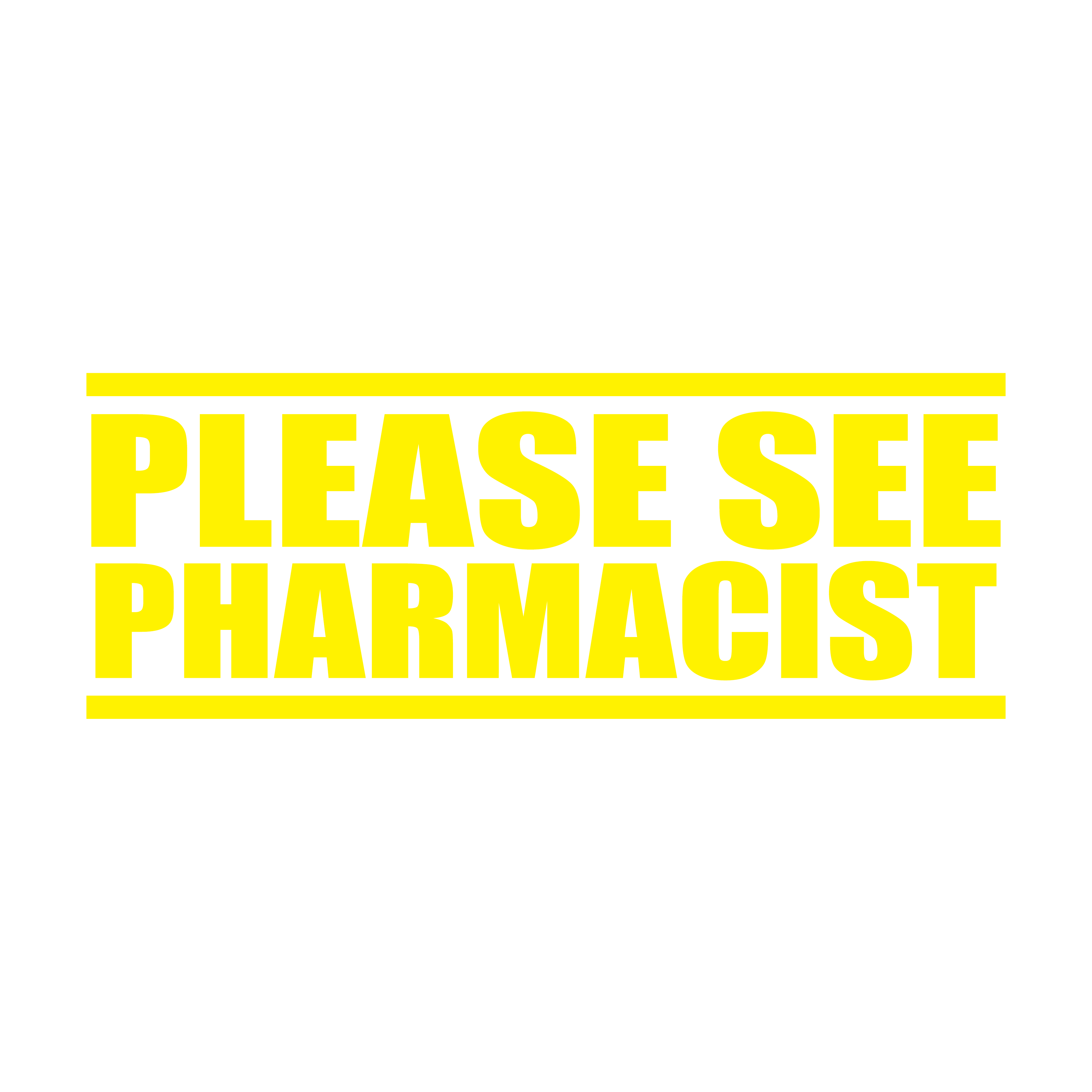 Bright Yellow Office stamp 'PLEASE SEE PHARMACIST' design