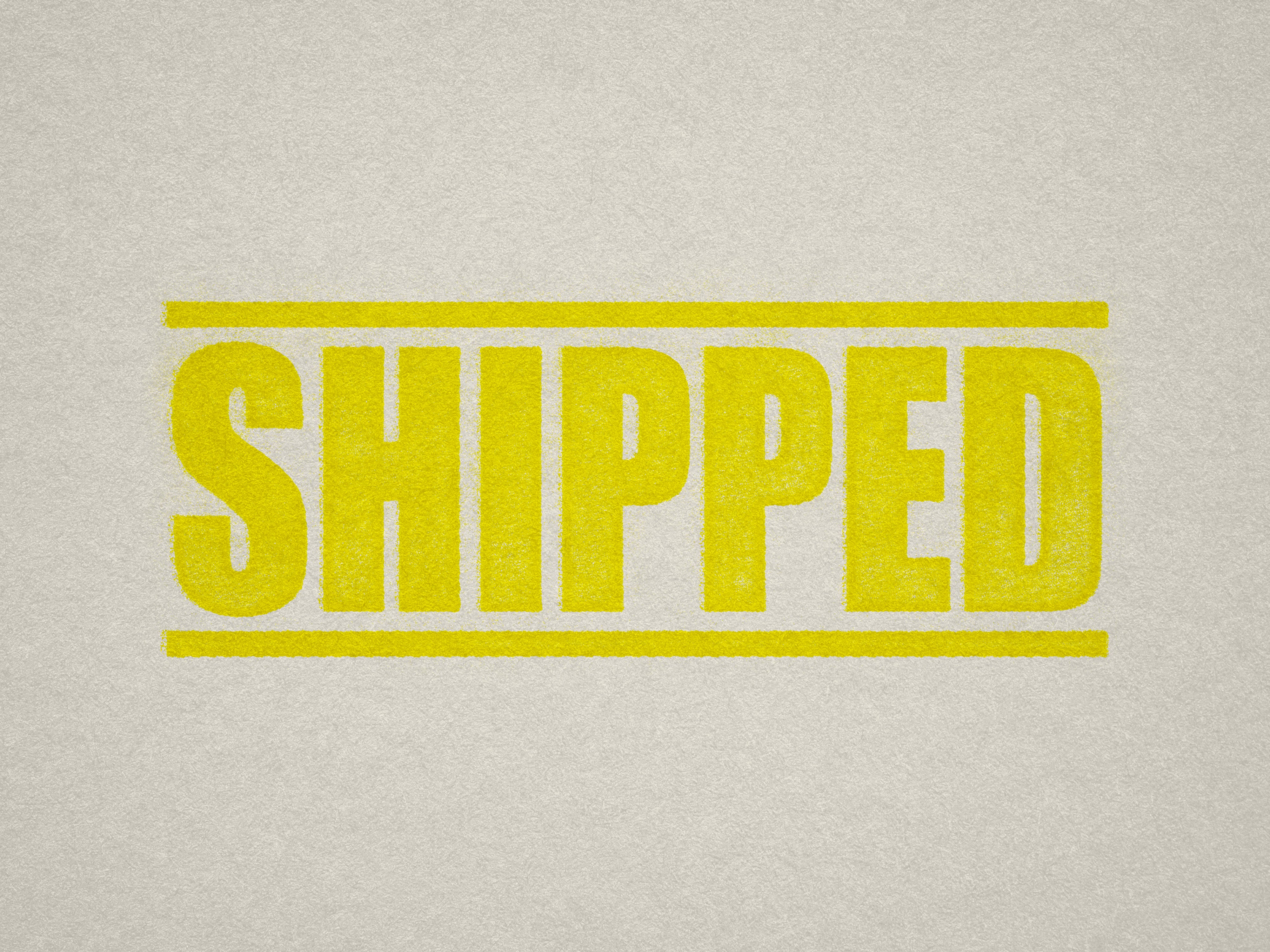 Ready Made Shipped Stamp yellow ink