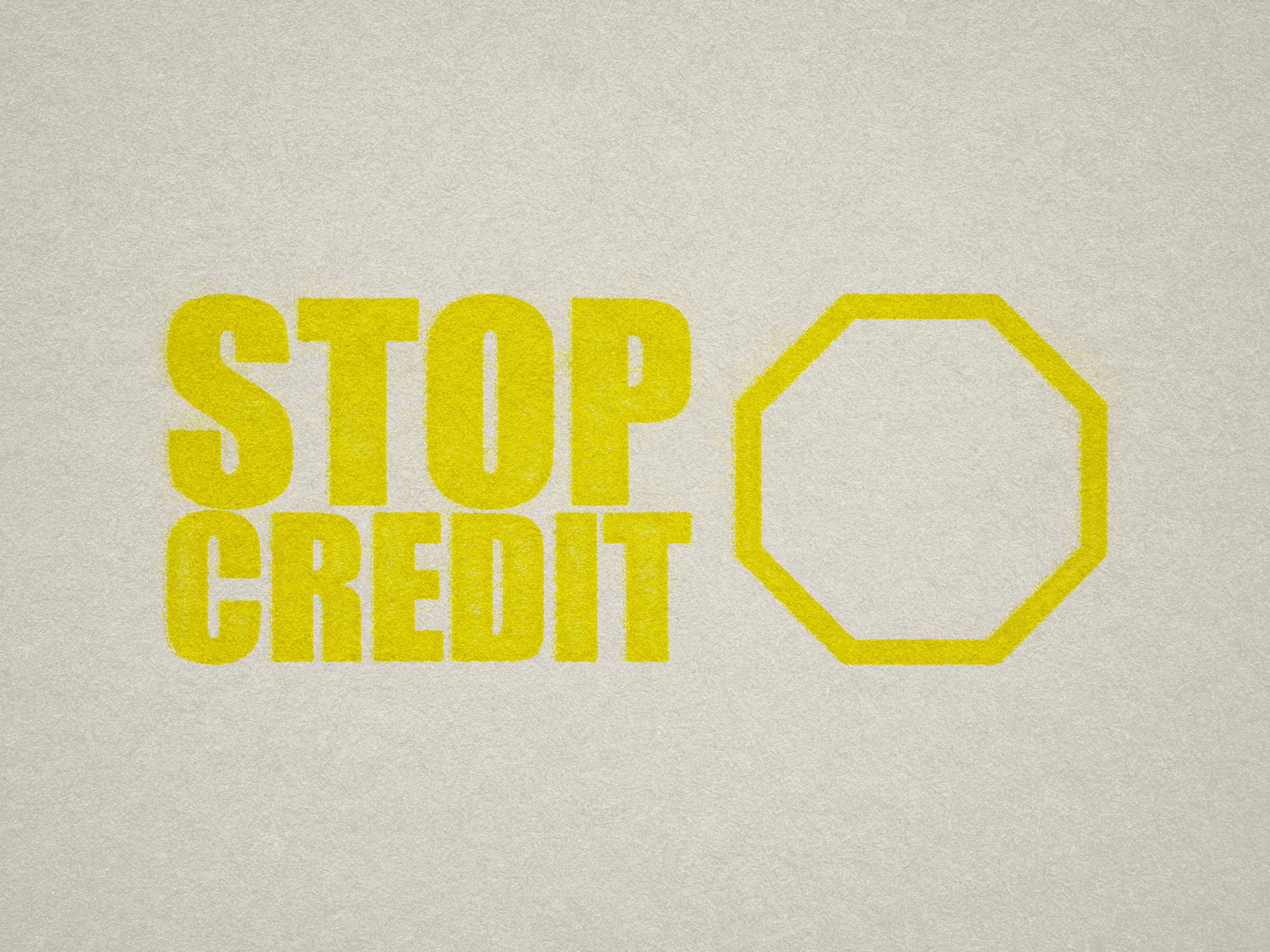 Yellow Stop Credit Stock design Stamp