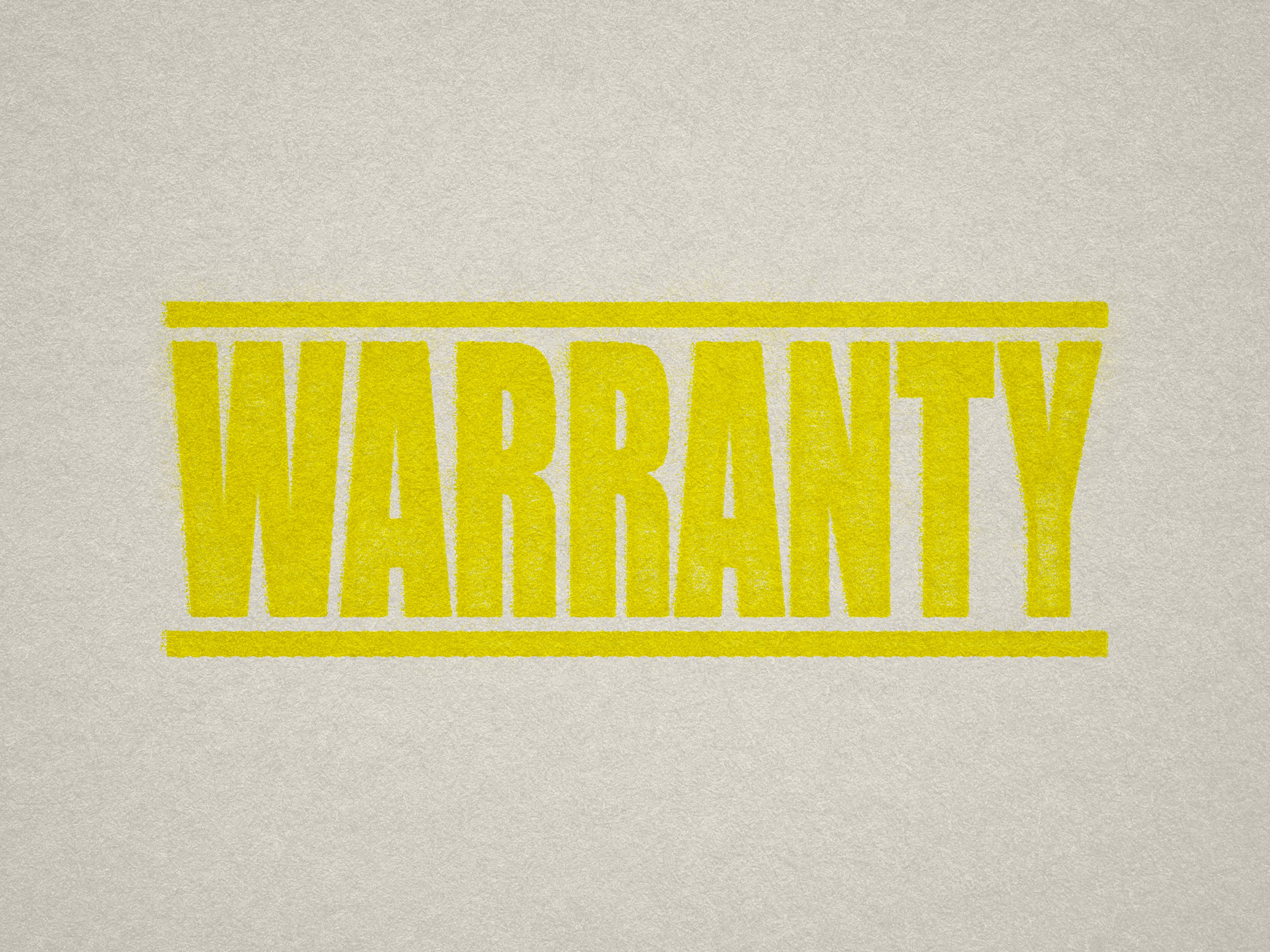 mock up design of 'Warranty ' rubber stamp yellow ink in paper background stampers hand stamp office business inventory documents self inking prefill refillable stamps stamping