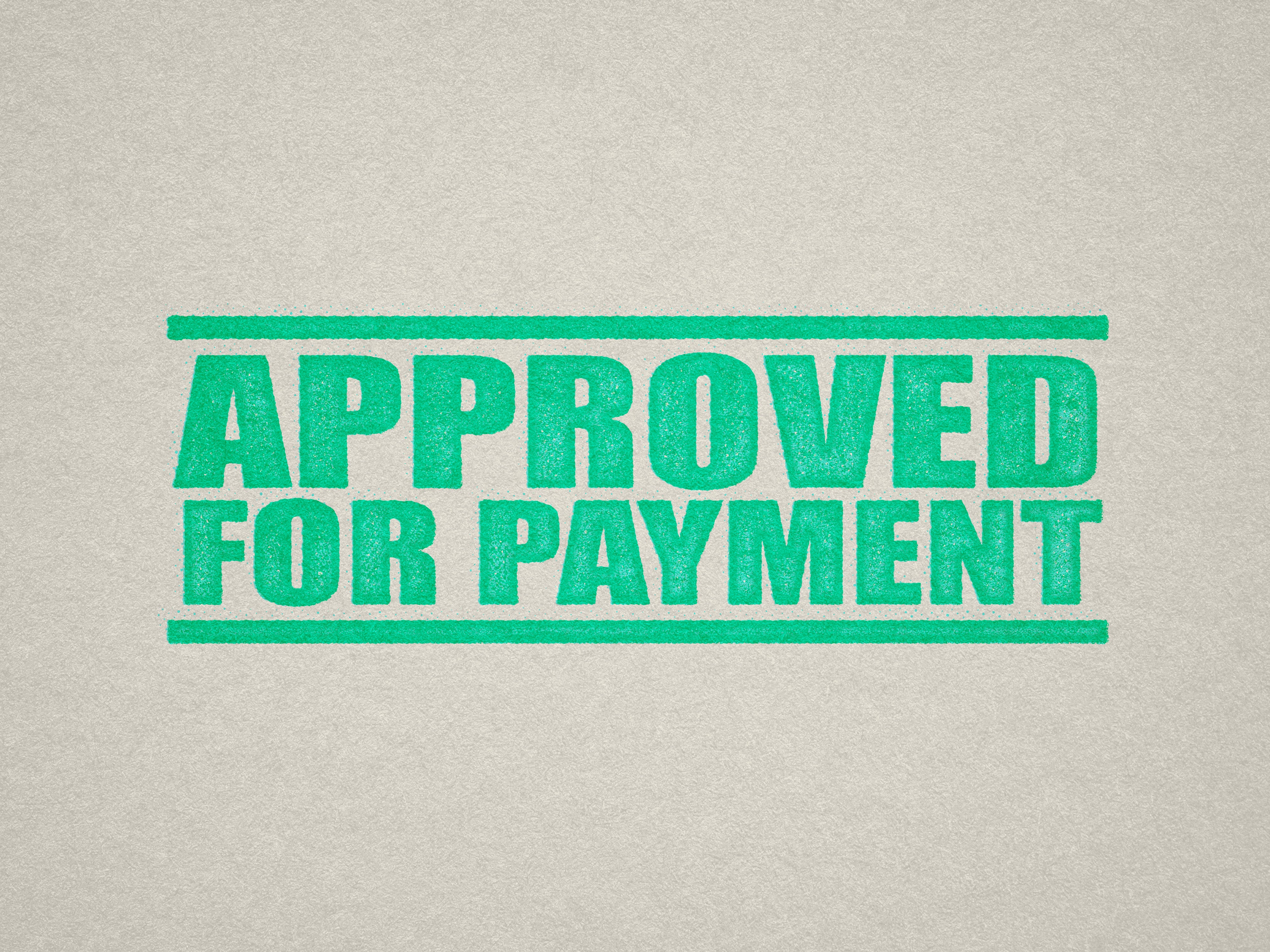 mock up design or lifestyle image of 'Approved For Payment' rubber stamp mint ink in paper background stampers hand stamp office business inventory documents