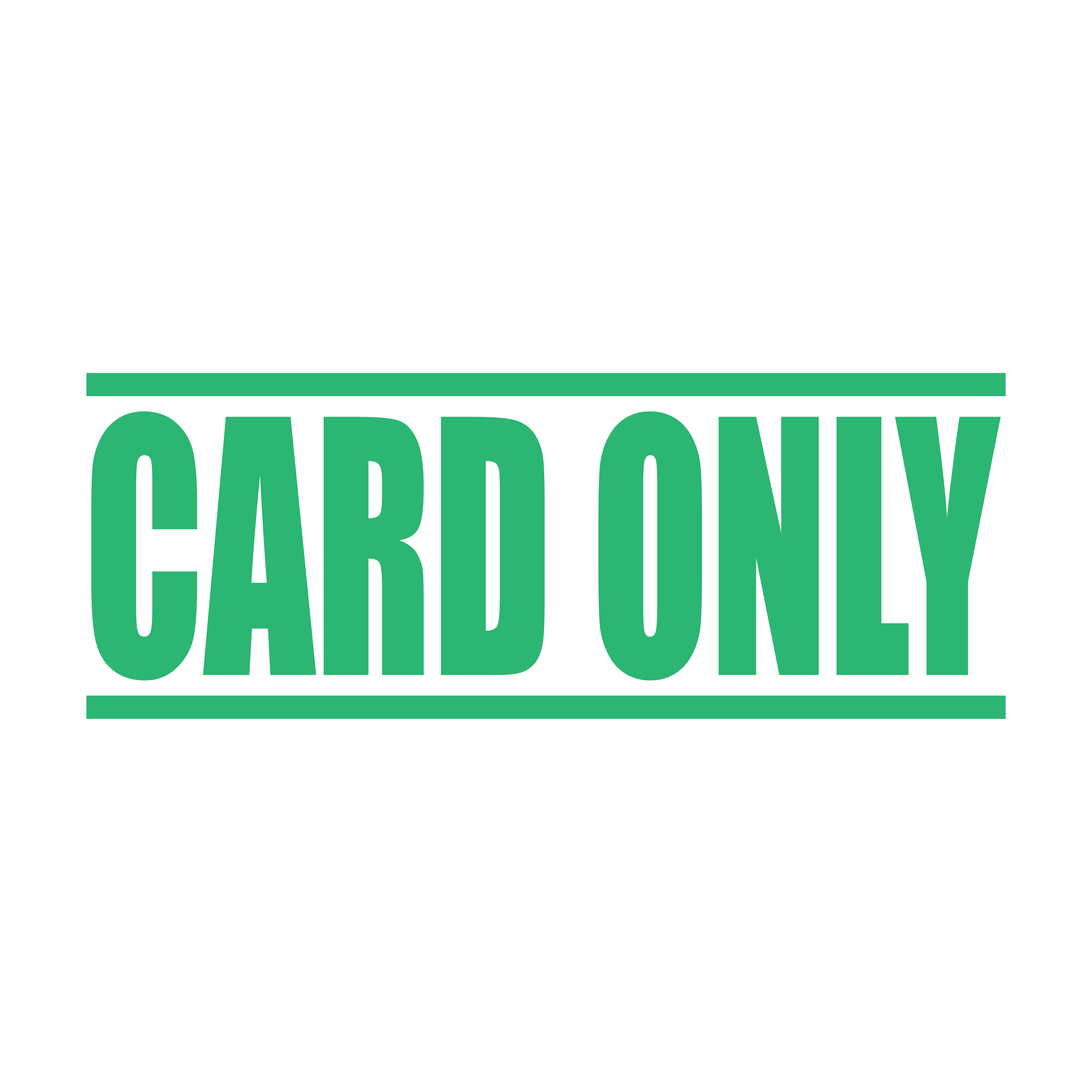 A mint self inking rubber stamp with the word 'Card Only' printed in bold capital letters in mint ink. stampers hand stamp office business inventory documents
