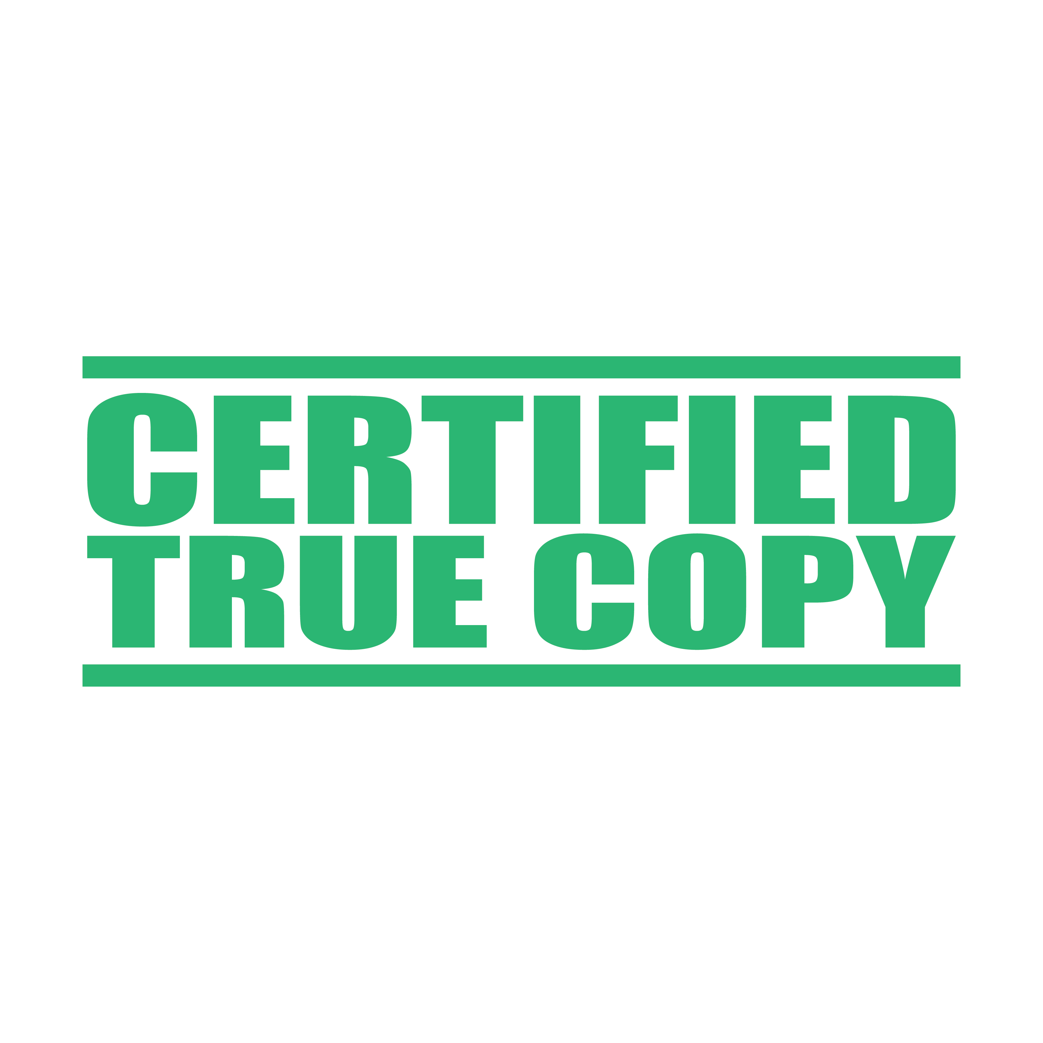 A mint self inking rubber stamp with the word 'Certified True Copy' printed in bold capital letters in mint ink. stampers hand stamp office business inventory documents self inking prefill refillable stamps stamping