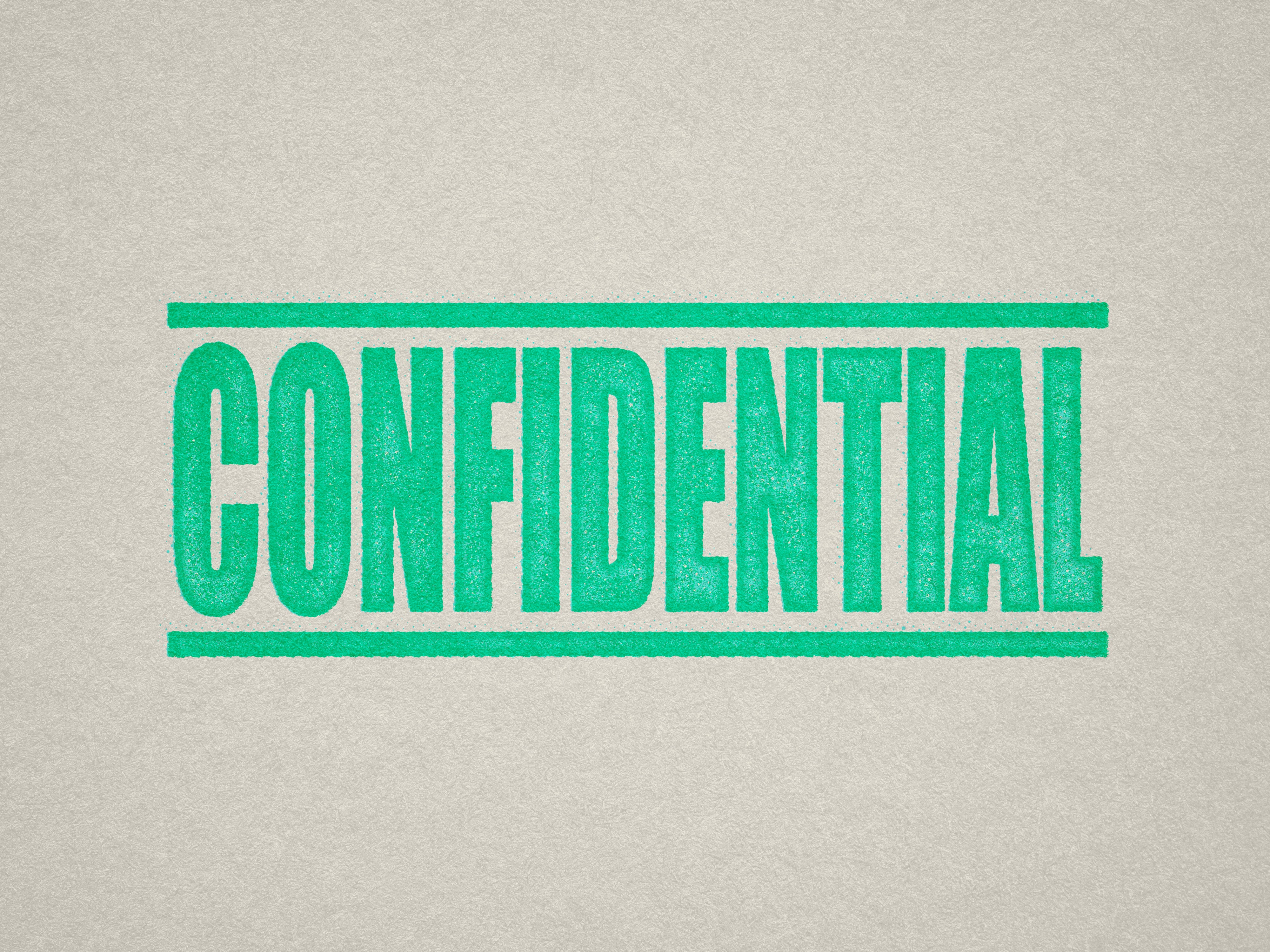 mock up design of 'Confidential' rubber stamp mint ink in paper background stampers hand stamp office business inventory documents self inking prefill refillable stamps stamping