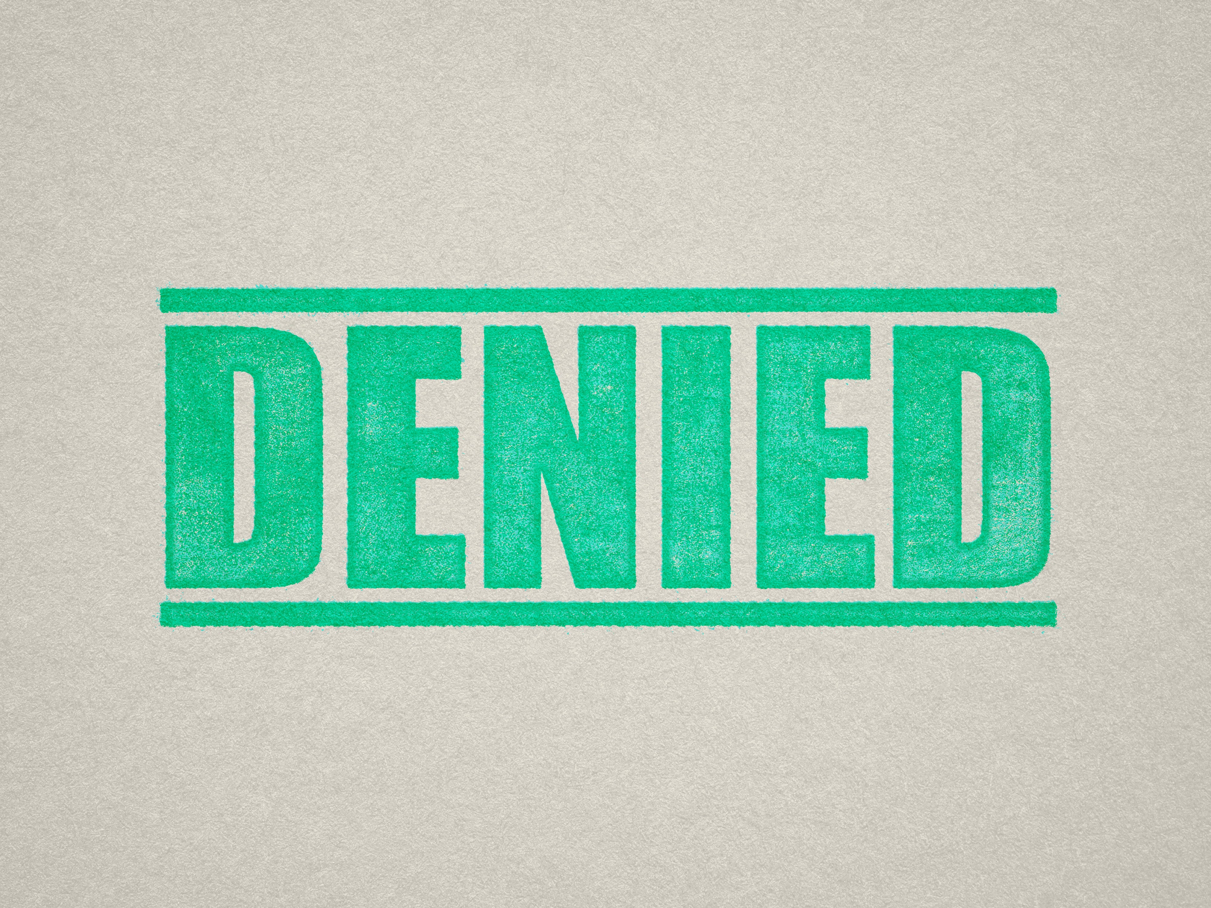 mock up design of 'Denied' rubber stamp mint ink in paper background stampers hand stamp office business inventory documents self inking prefill refillable stamps stamping