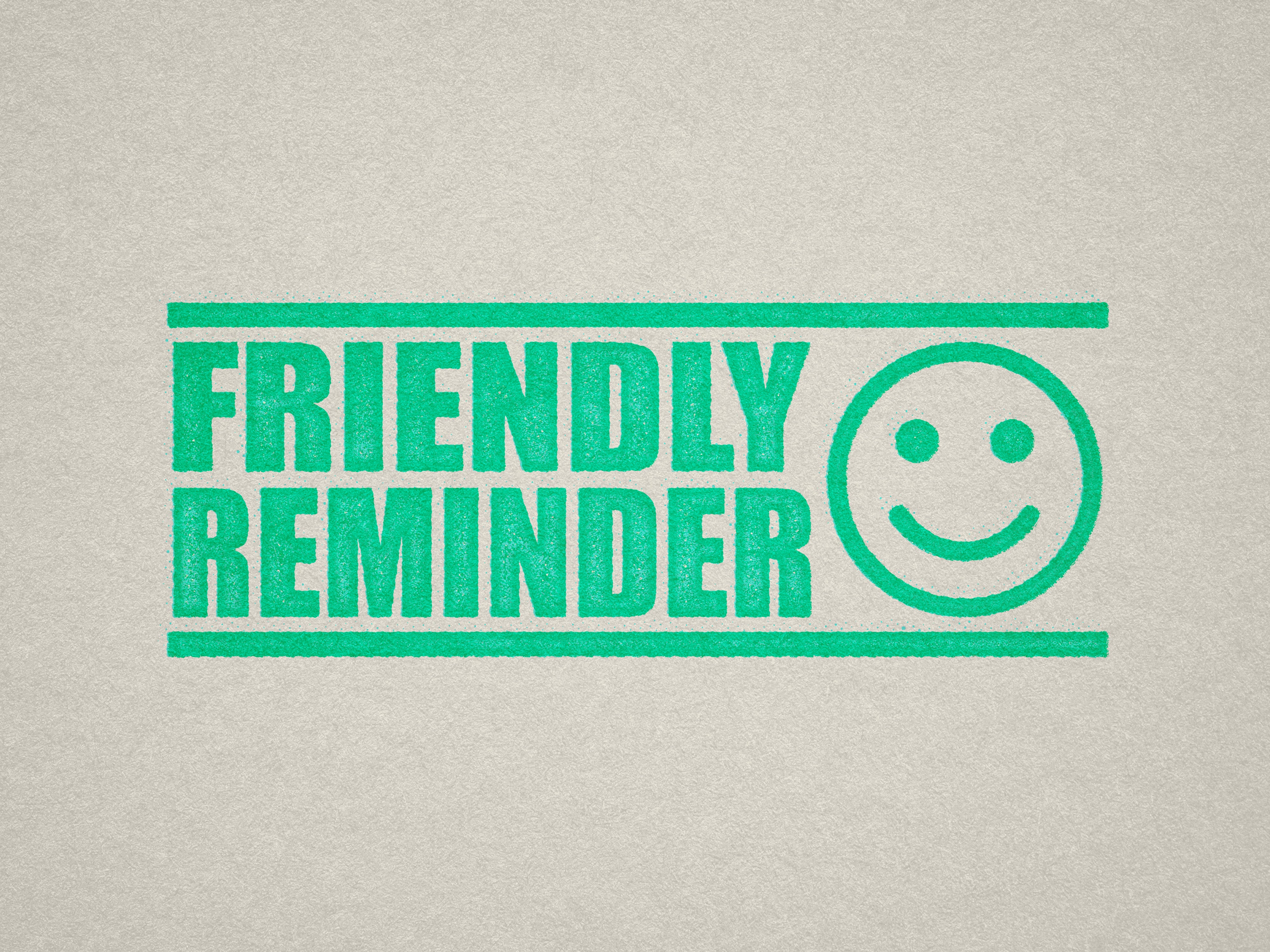 rubber stamp friendly reminder with emoji stamp