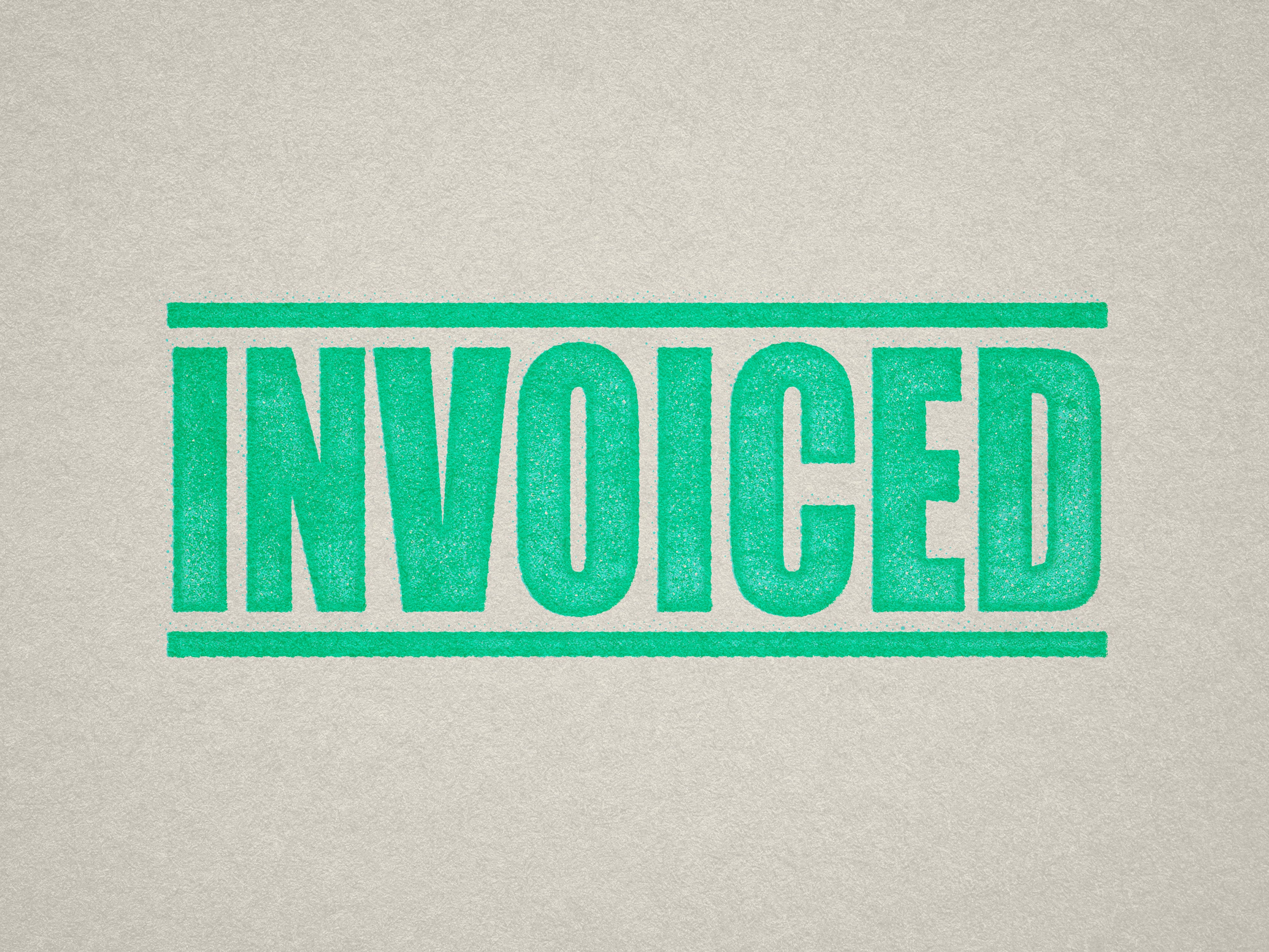 mock up design of INVOICED rubber stamp mint ink in paper background stampers hand stamp office business inventory documents