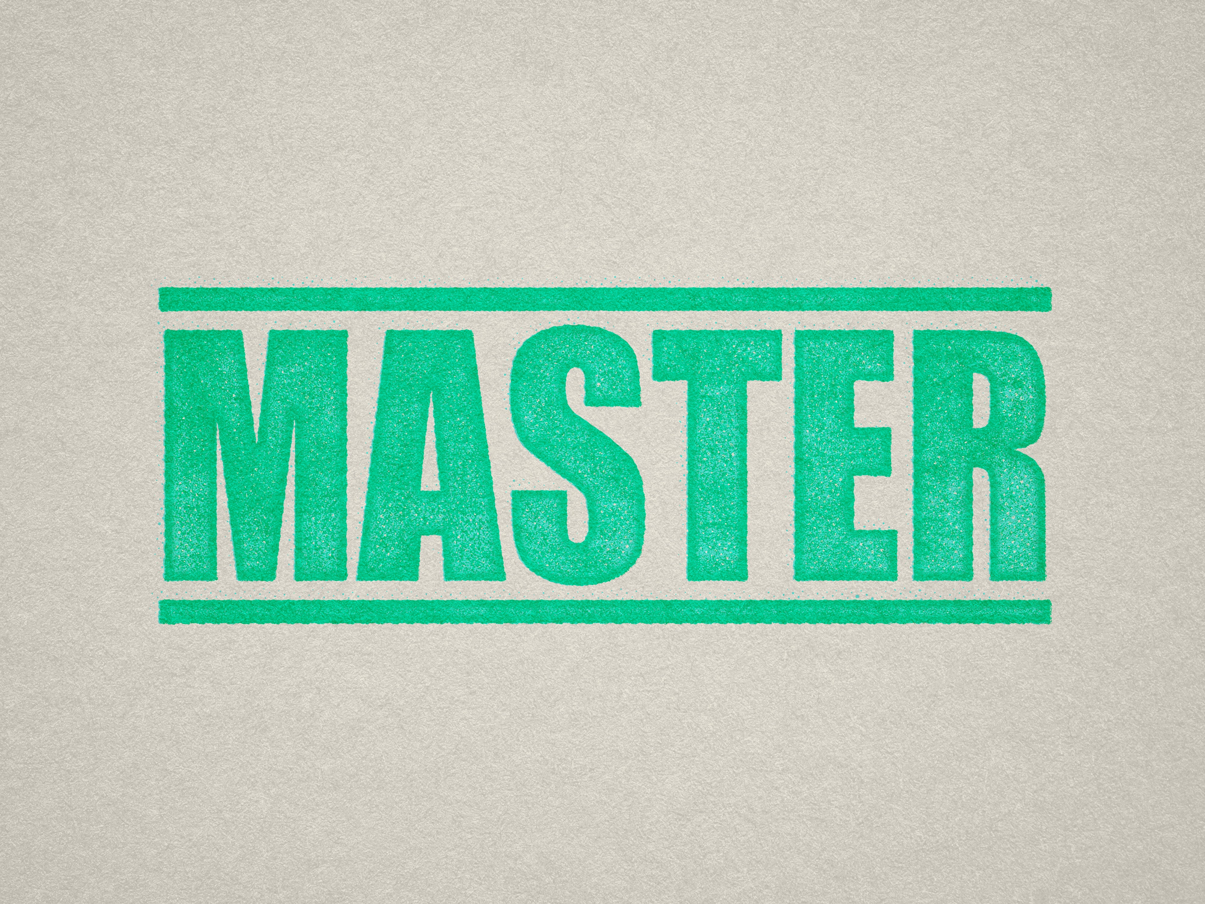 Mock up design or lifestyle image of 'MASTER' rubber stamp mint ink in paper background stampers hand stamp office business inventory documents