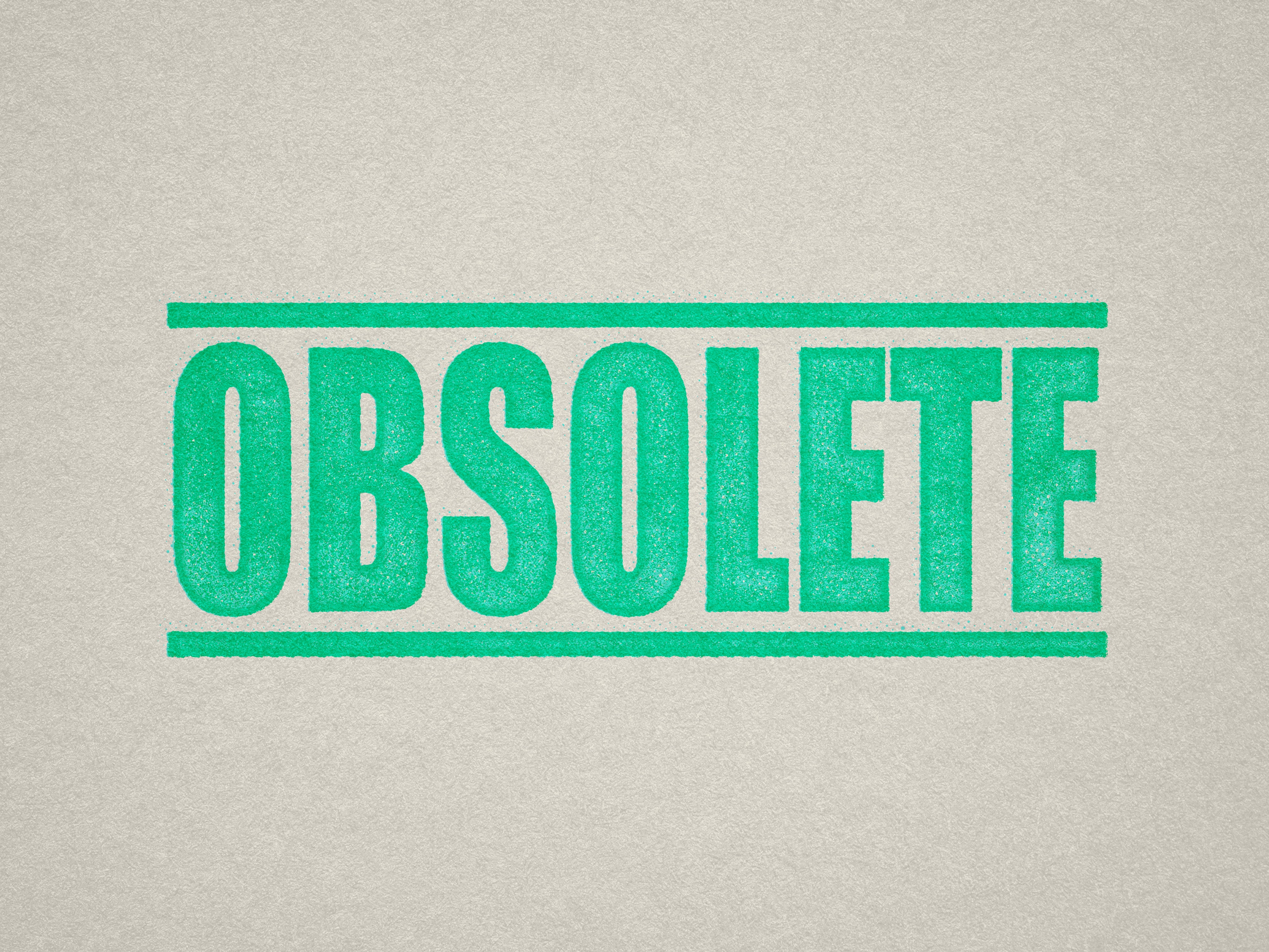 mock up design of 'Obsolete" rubber stamp mint ink in paper background stampers hand stamp office business inventory documents