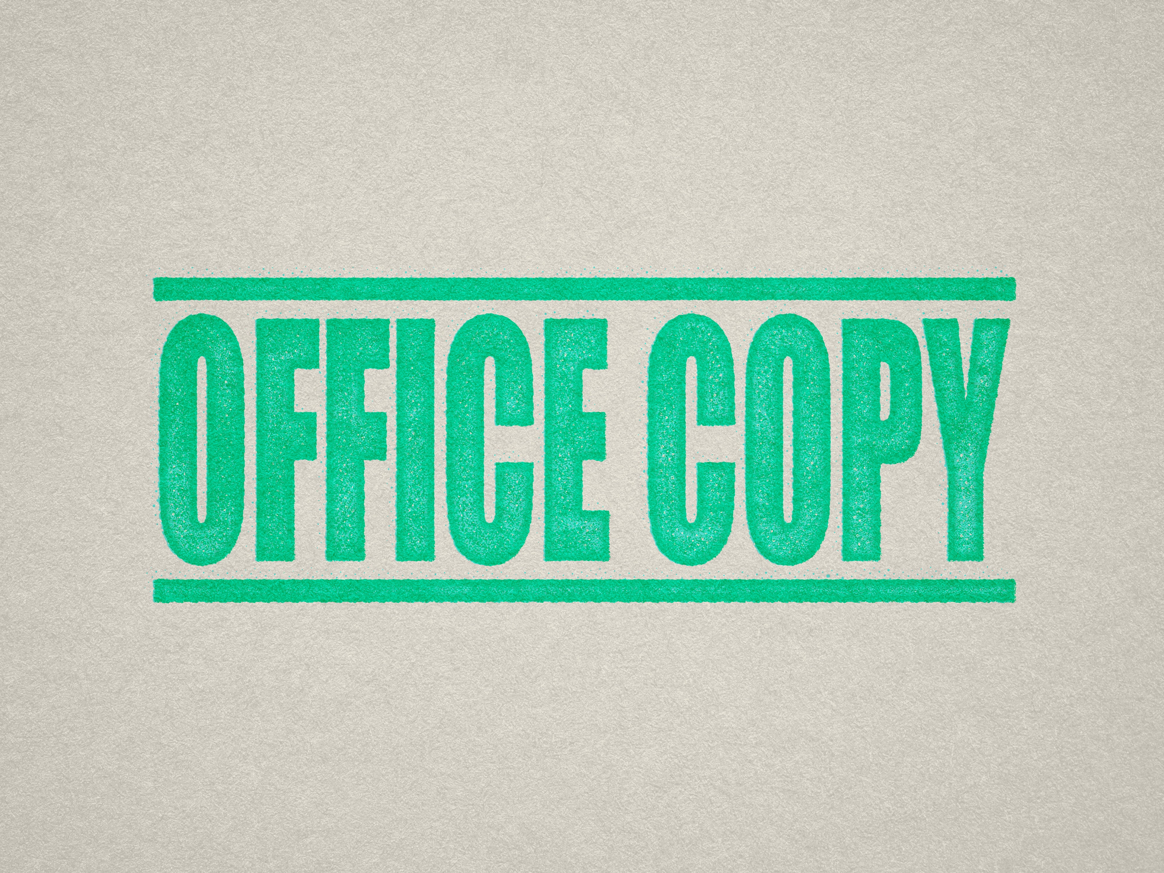 mock up design of 'Office Copy" rubber stamp mint ink in paper background stampers hand stamp office business inventory documents self inking prefill refillable stamps stamping