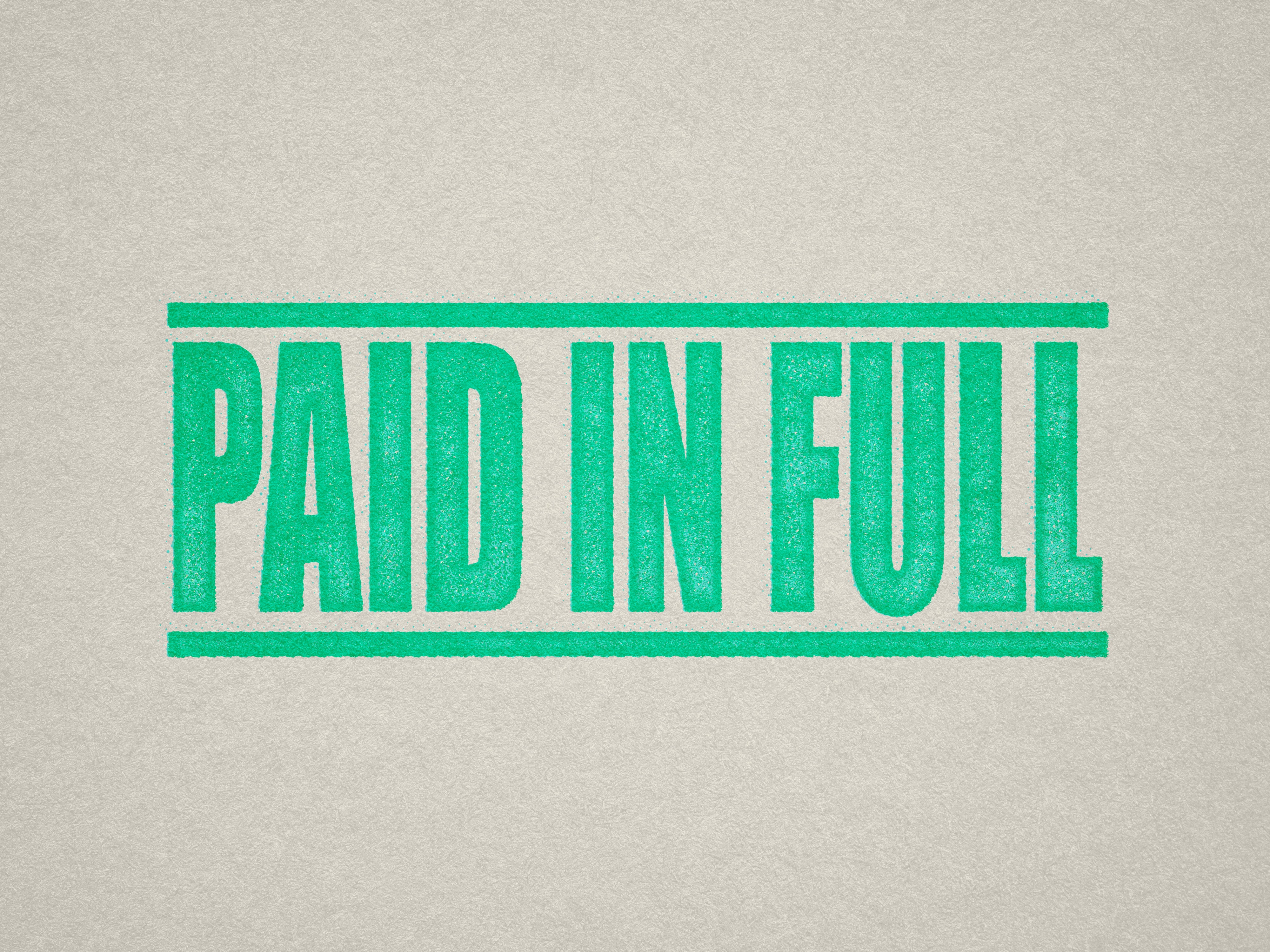 mock up design of 'Paid In Full' rubber stamp mint ink in paper background stampers hand stamp office business inventory documents