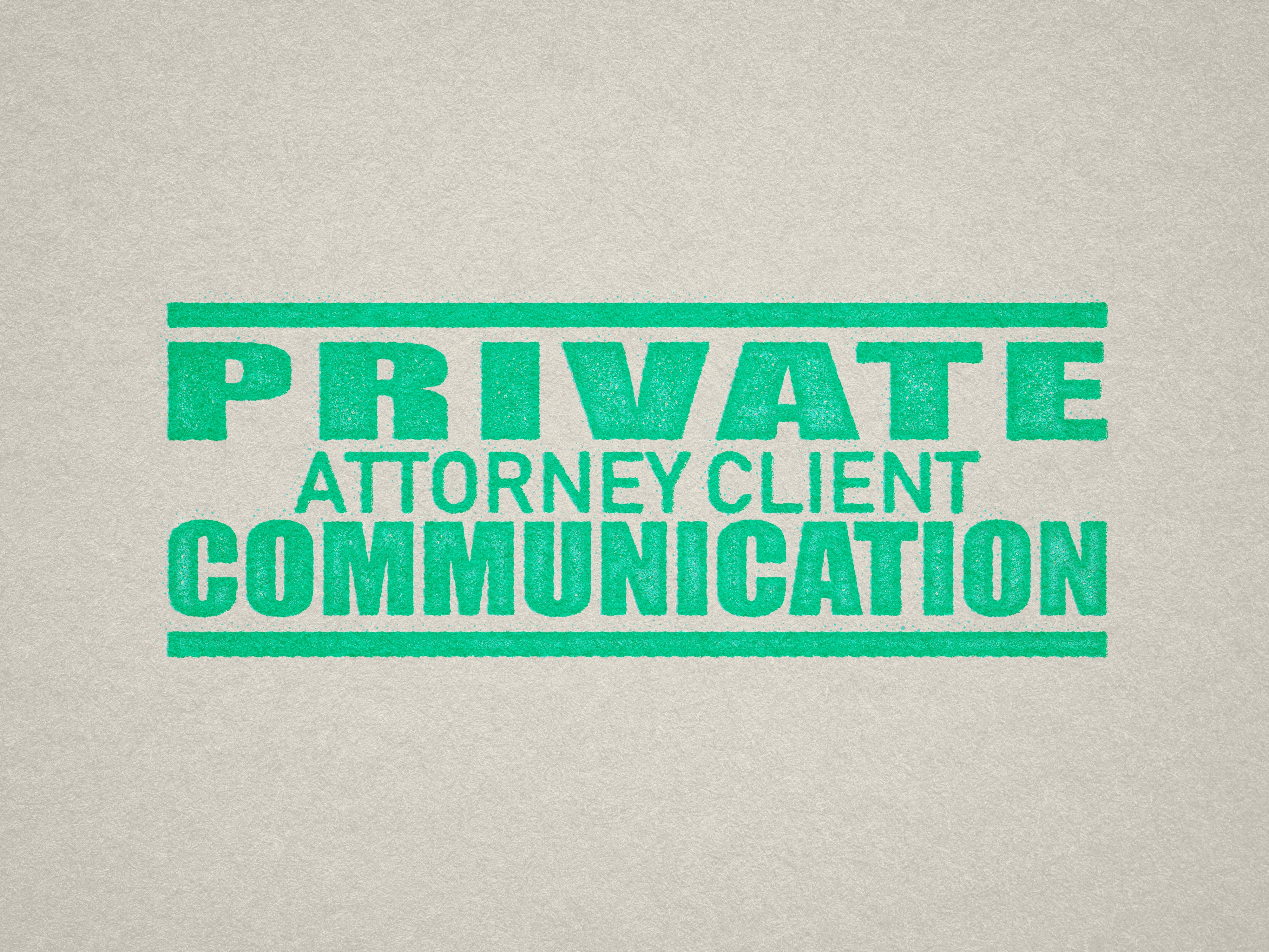 Mint rubber stamp "Private Attorney Client Communication" text for mail