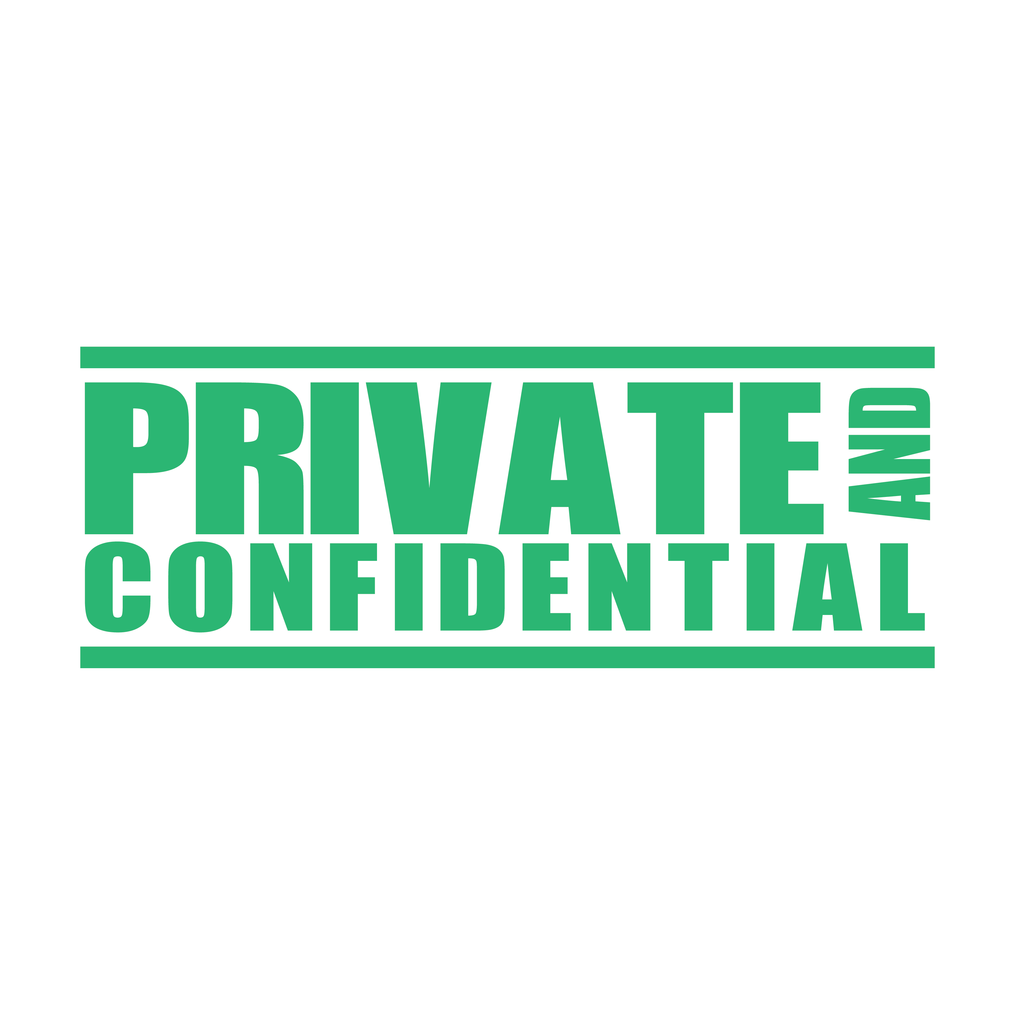 A mint self inking rubber stamp with the word 'Private and Confidential' printed in bold capital letters in mint ink. stampers hand stamp office business inventory documents
