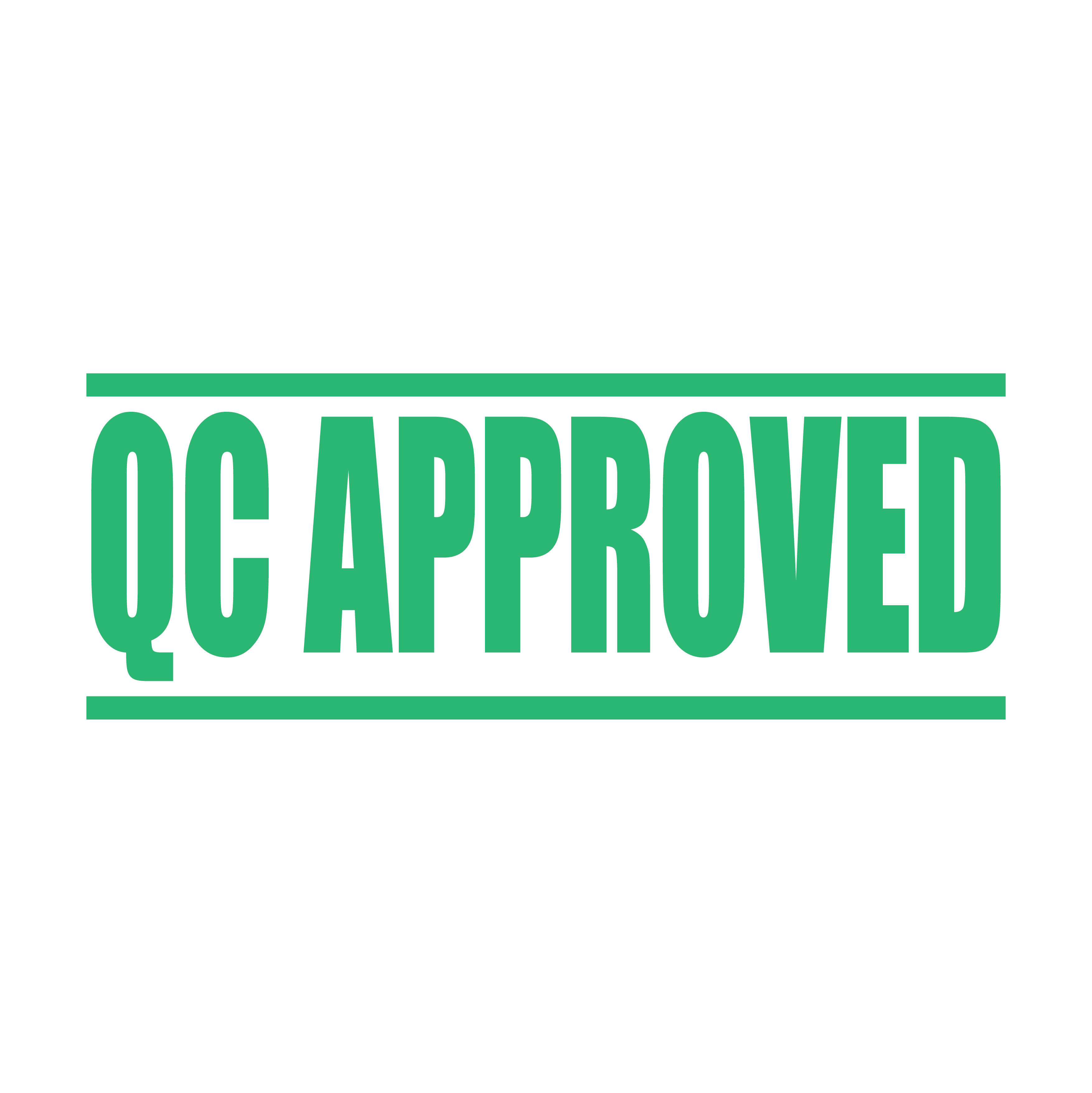 A mint self-inking stamp with the text 'QC Approved' design.