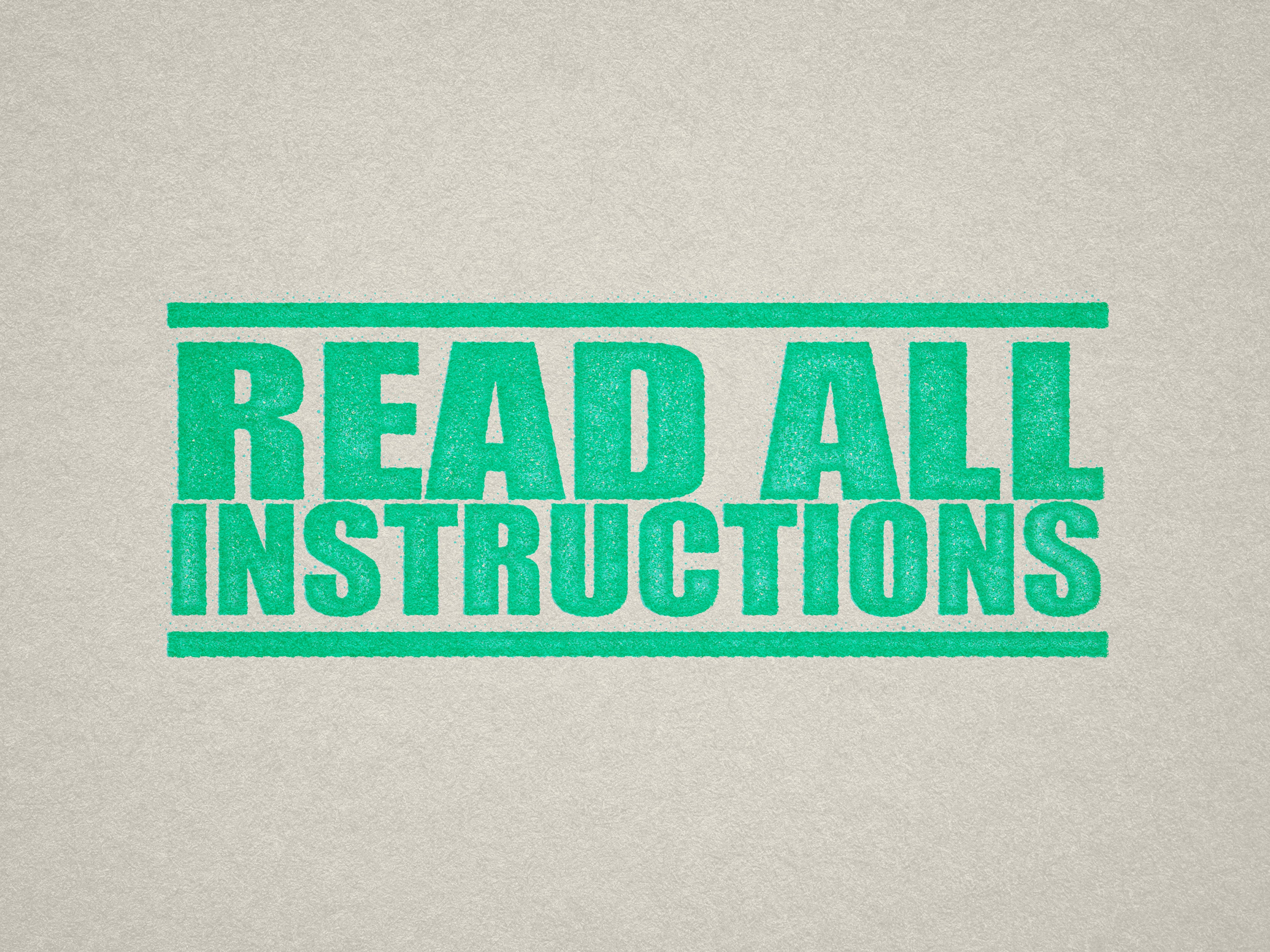 pre-designed Read All Instructions pre-inked stamp ink Mint ink