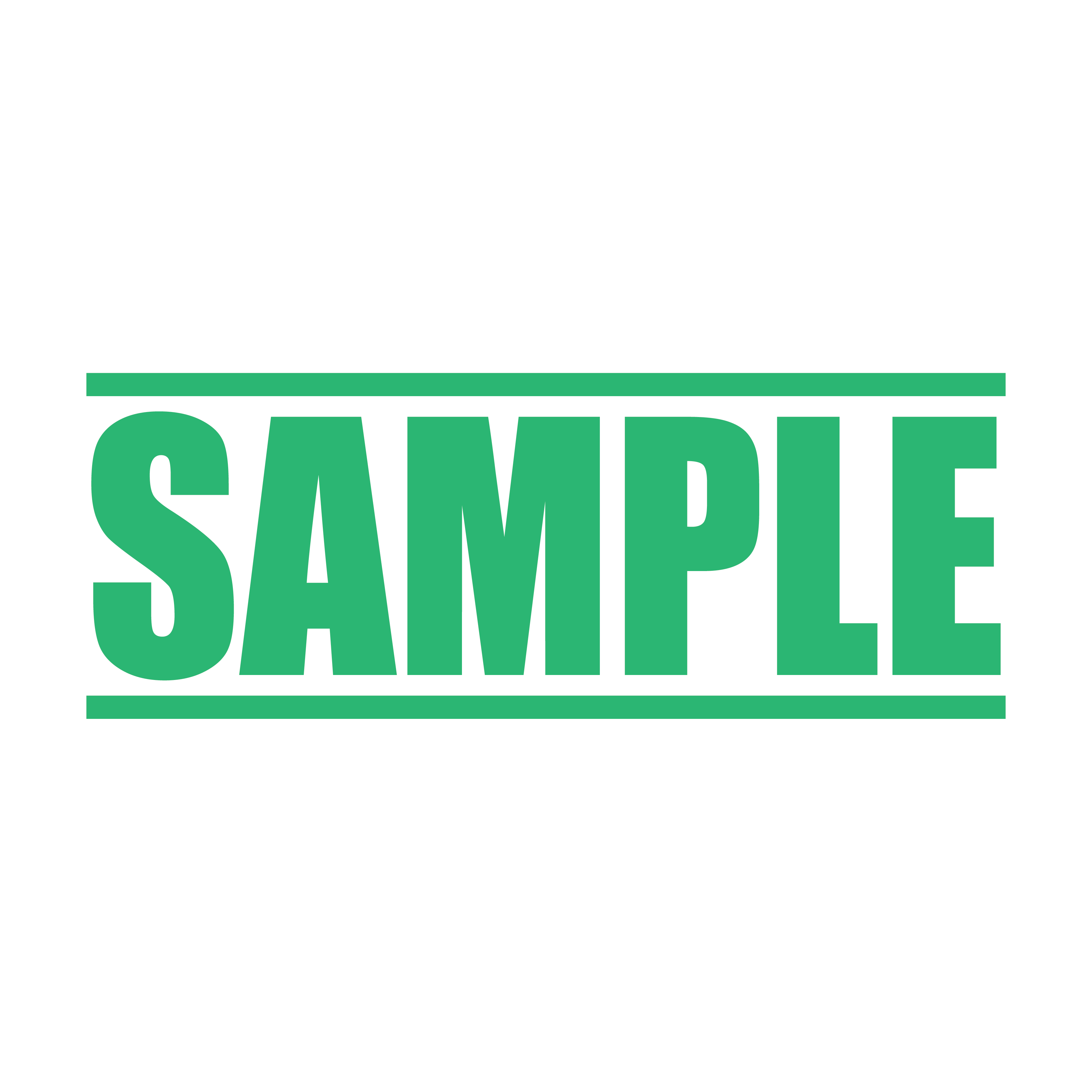 A mint self inking rubber stamp with the word 'Sample ' printed in bold capital letters in mint ink. stampers hand stamp office business inventory documents self inking prefill refillable stamps stamping