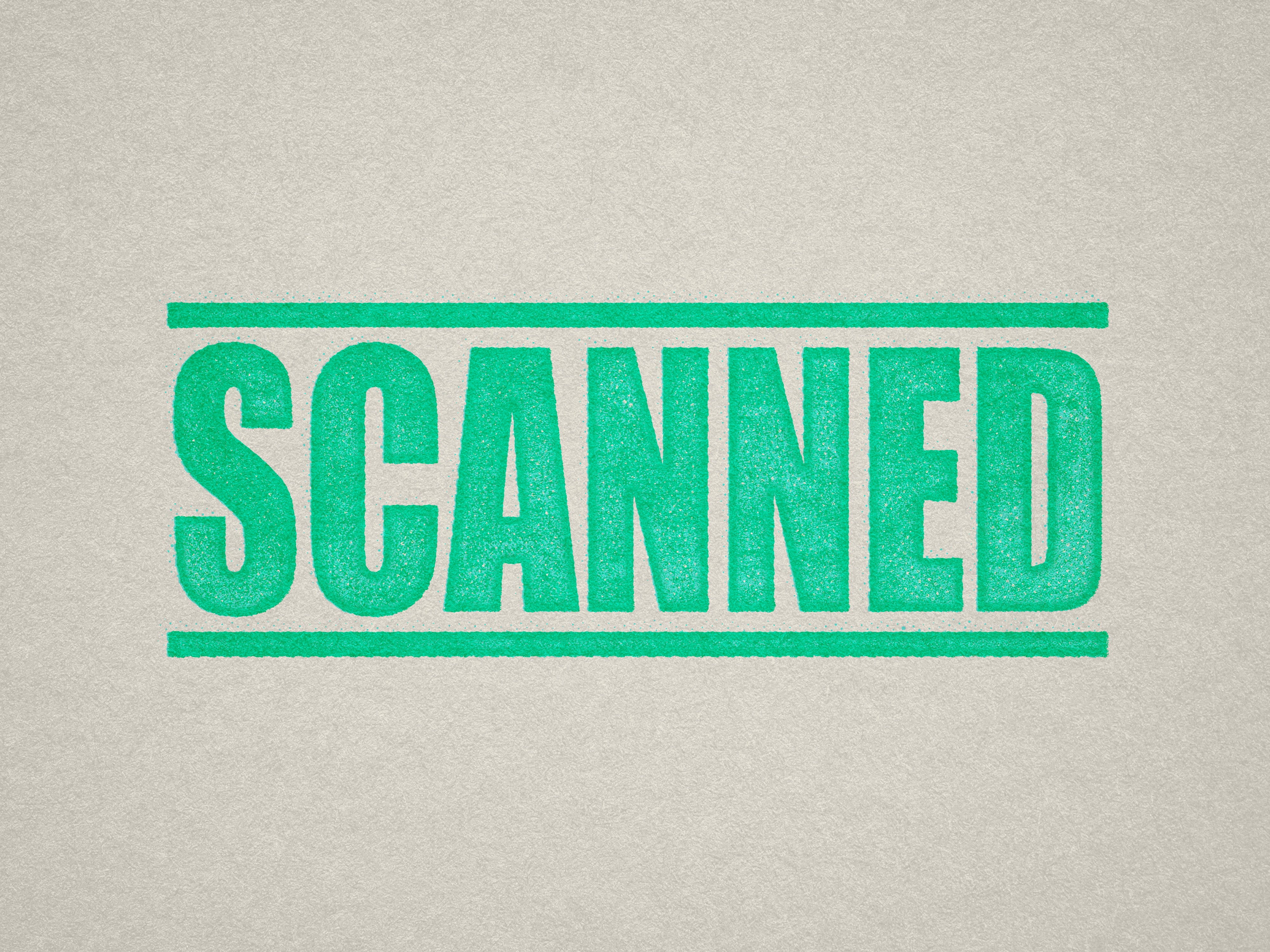 Mock up design or lifestyle image of 'SCANNED' rubber stamp mint ink in paper background stampers hand stamp office business inventory documents self inking prefill refillable stamps stamping