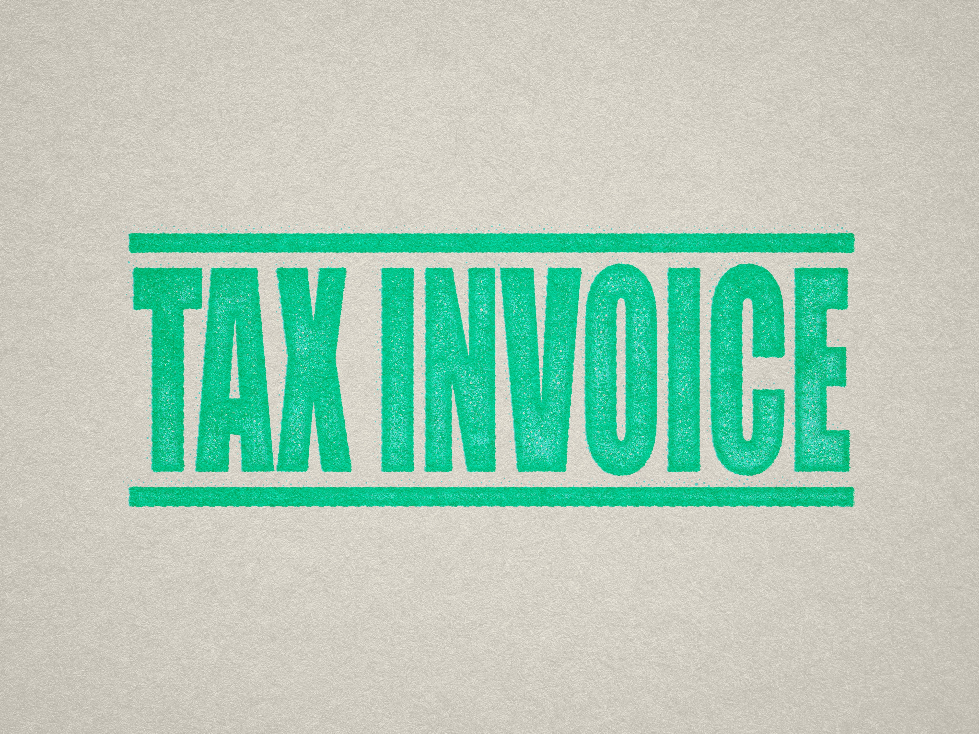 mock up design of 'Tax Invoice' rubber stamp mint ink in paper background stampers hand stamp office business inventory documents self inking prefill refillable stamps stamping