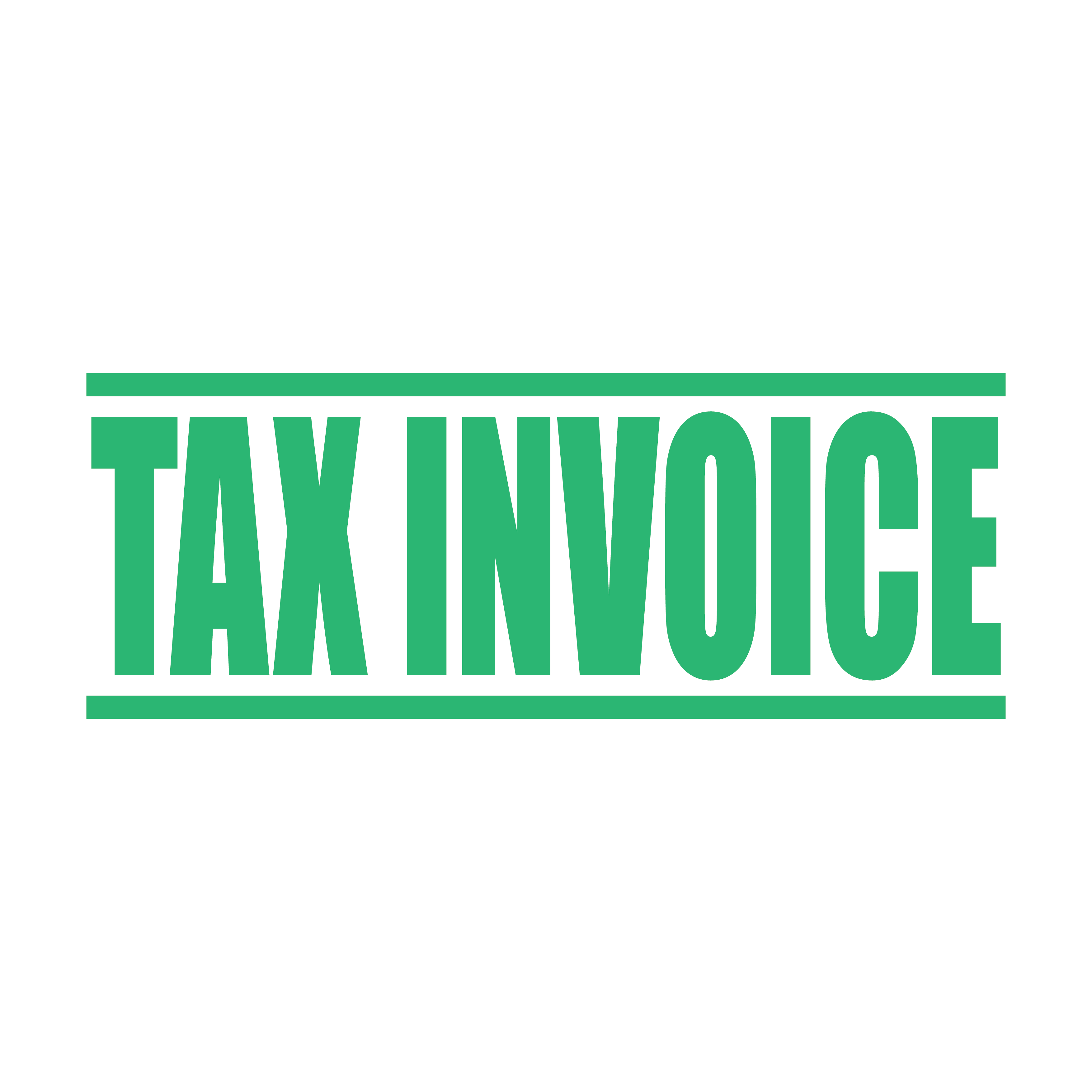 A mint self inking rubber stamp with the word 'Tax Invoice' printed in bold capital letters in mint ink. stampers hand stamp office business inventory documents self inking prefill refillable stamps stamping