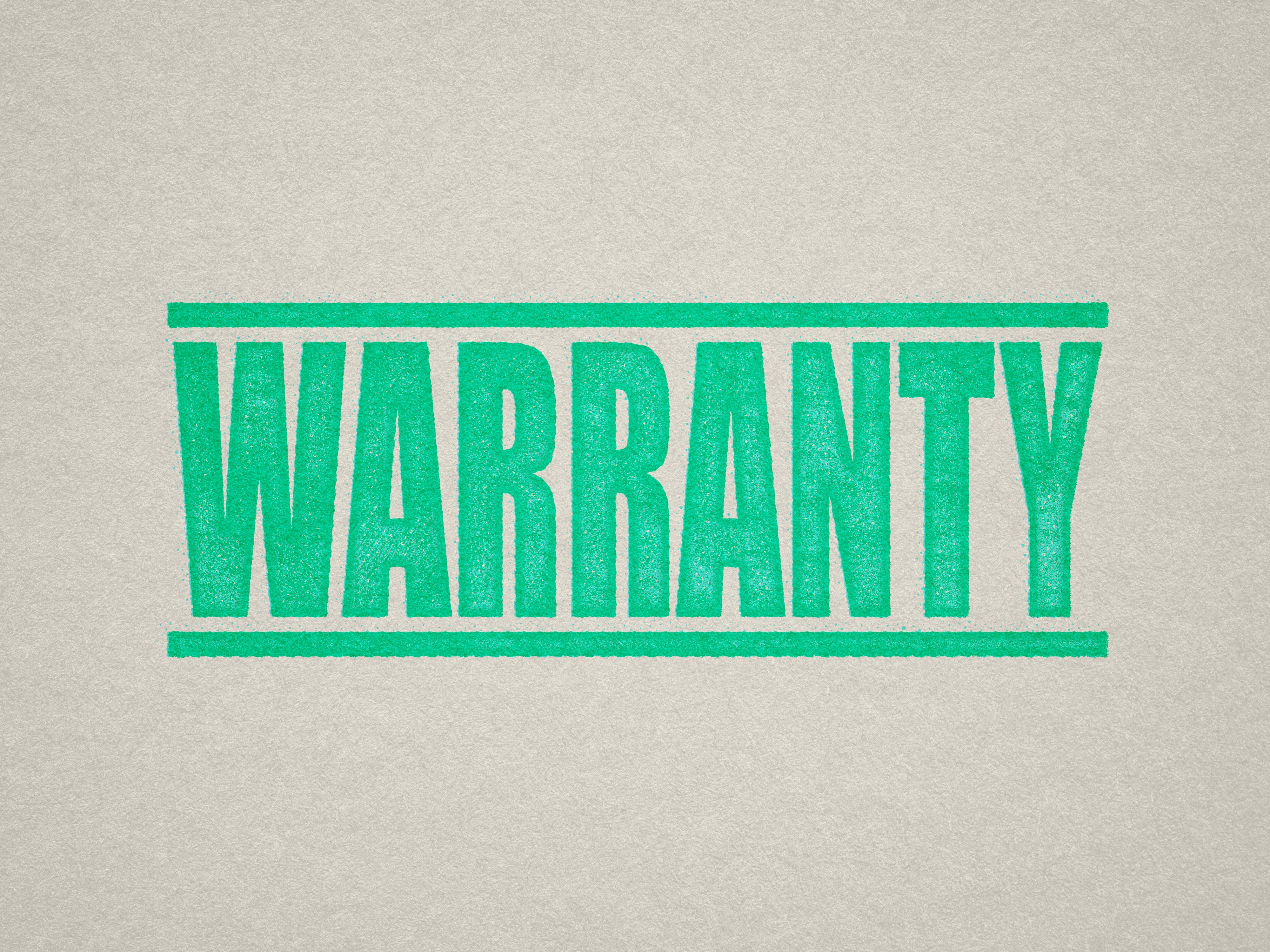 mock up design of 'Warranty ' rubber stamp mint ink in paper background stampers hand stamp office business inventory documents self inking prefill refillable stamps stamping