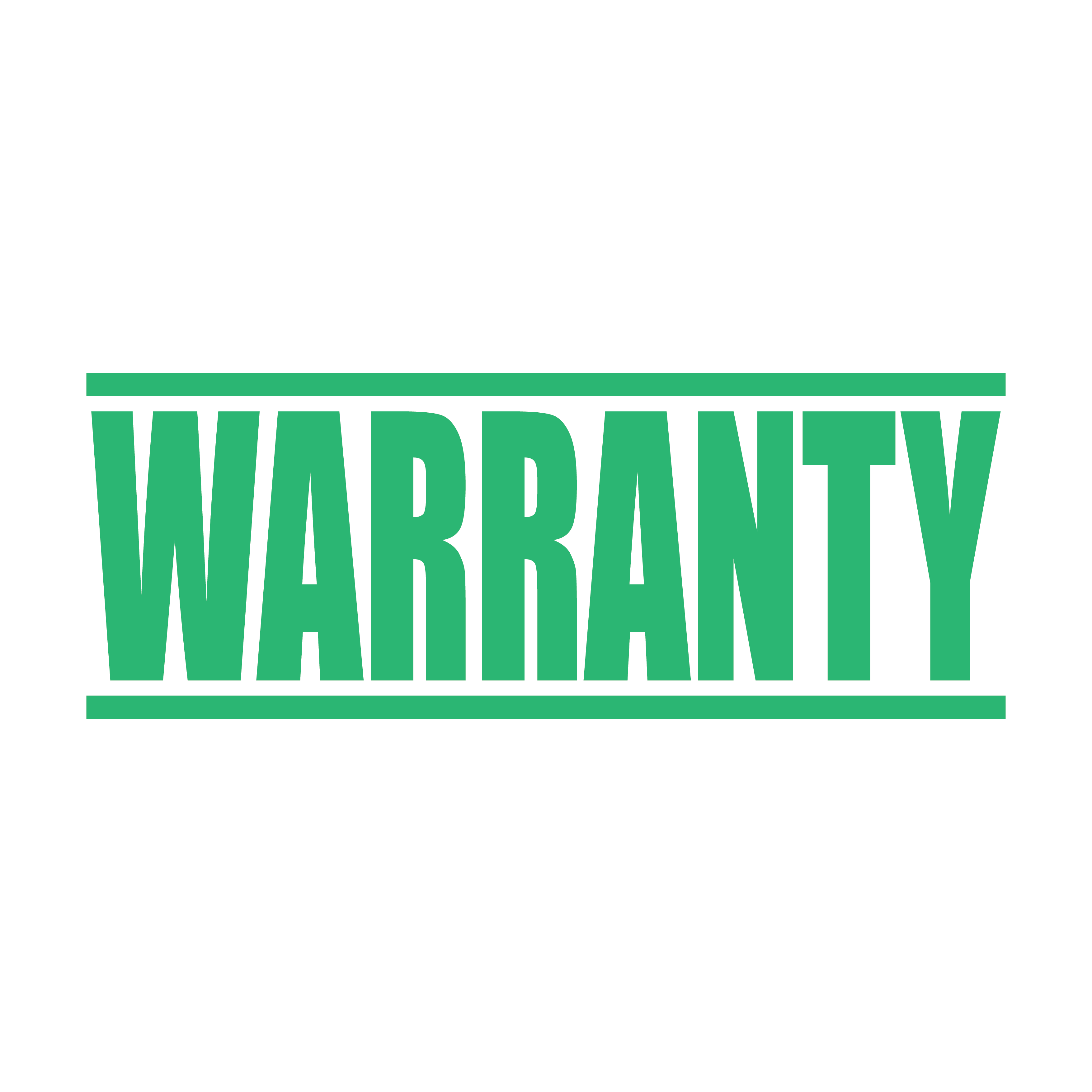 A mint self inking rubber stamp with the word 'Warranty ' printed in bold capital letters in mint ink. stampers hand stamp office business inventory documents self inking prefill refillable stamps stamping