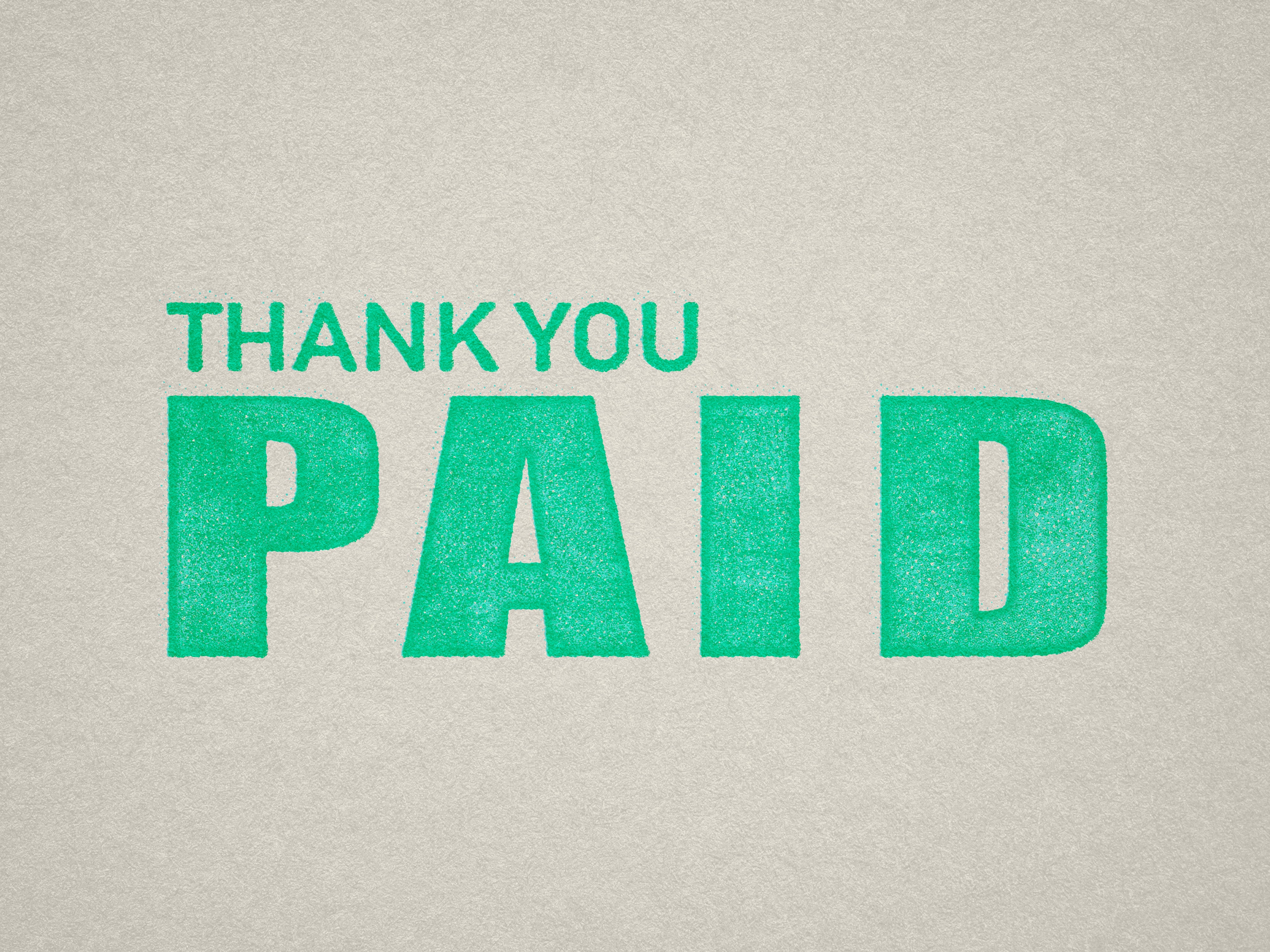 large Thank you Paid stamp Mint