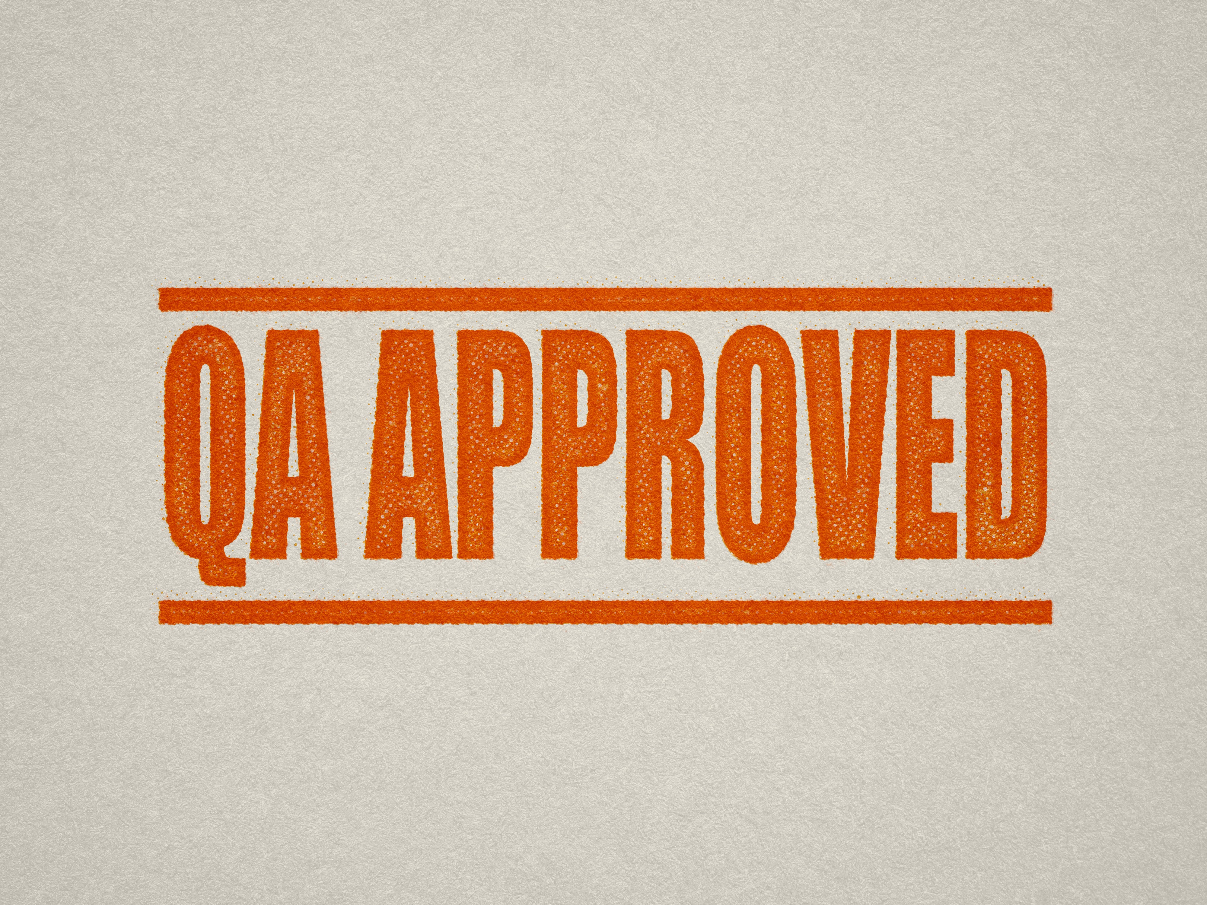Predesigned QA Approved self-inking stamp Orange ink
