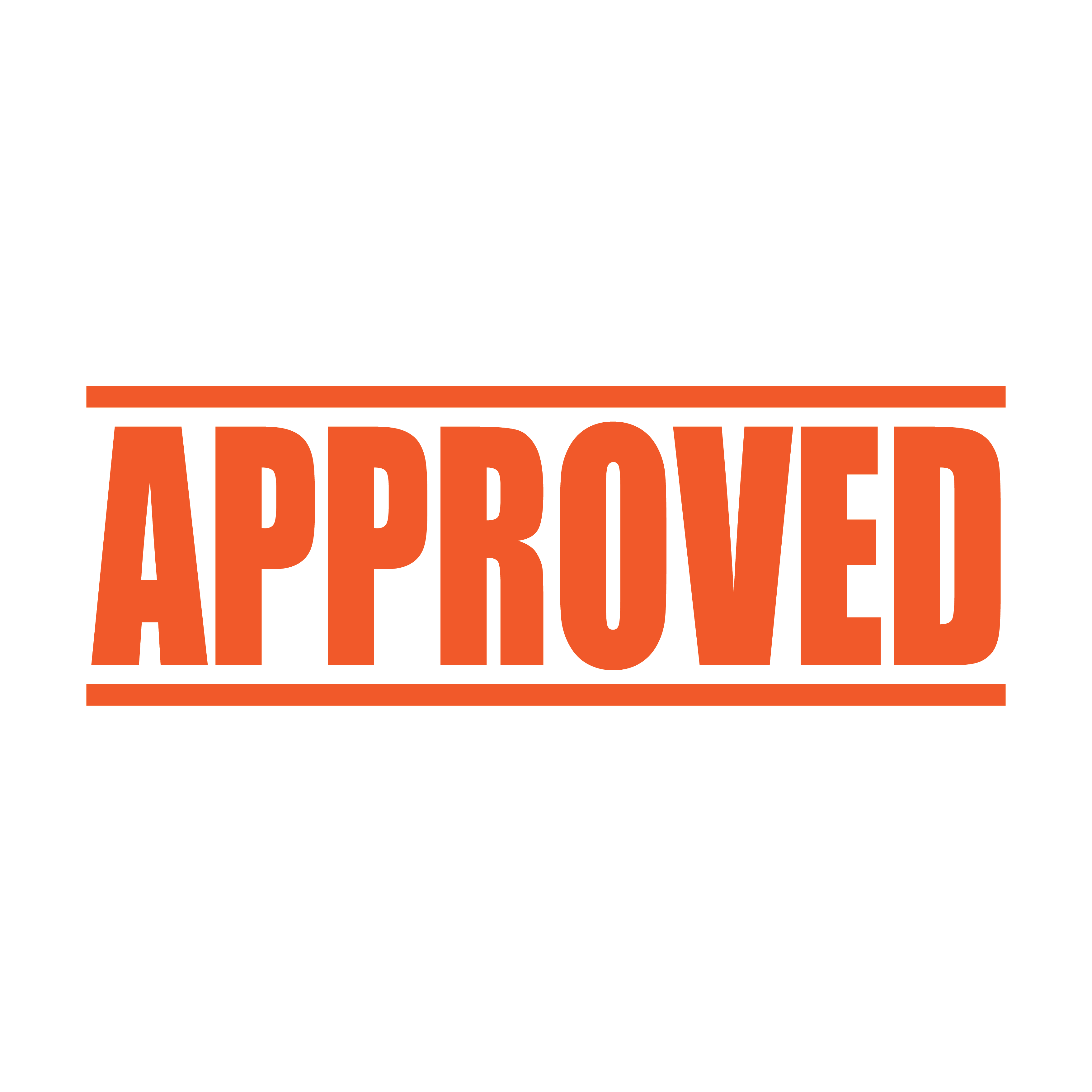 "A orange self inking rubber stamp with the word 'APPROVED' printed in bold capital letters in orange ink. stampers hand stamp office business inventory documents orange ink
"