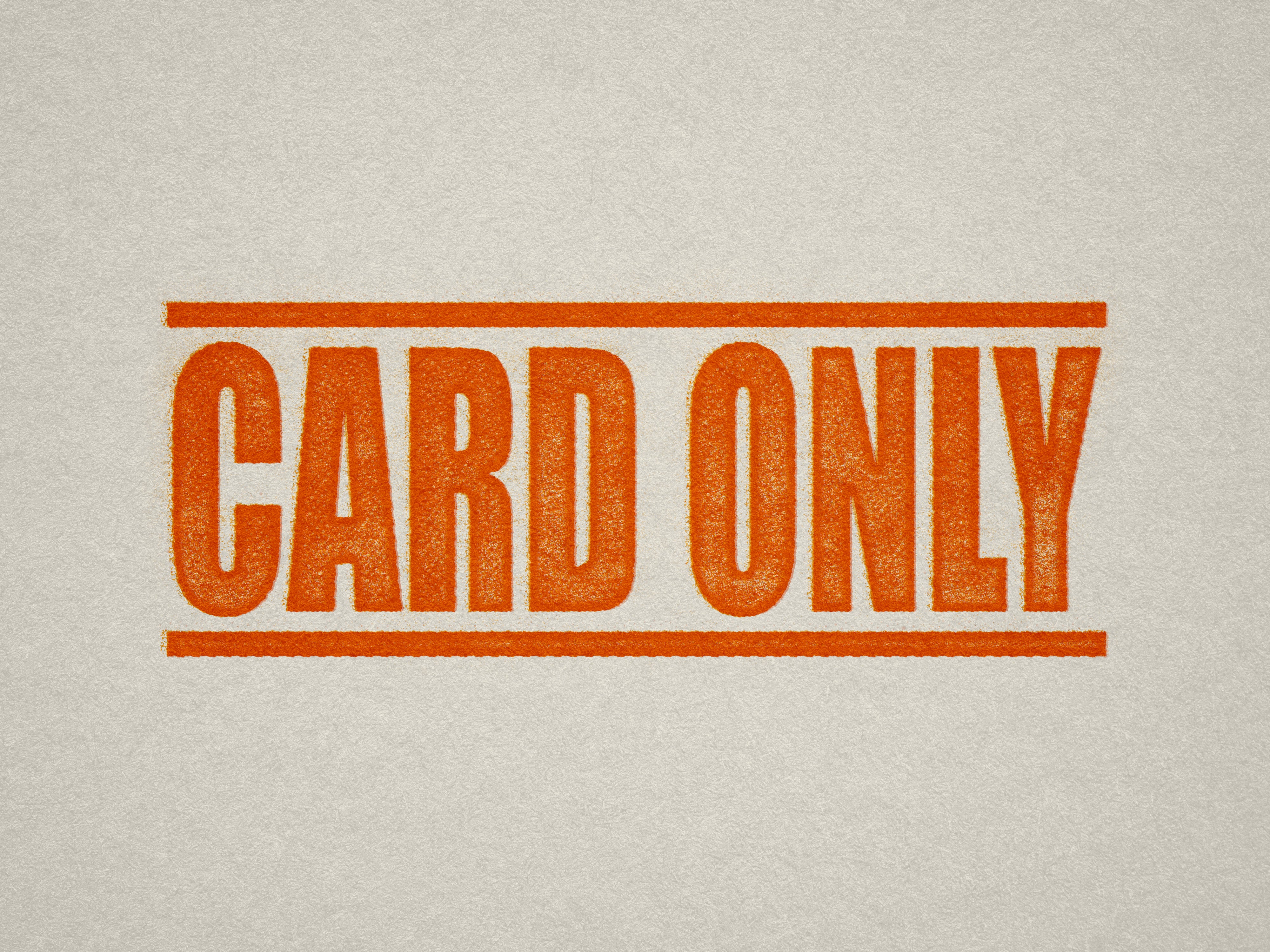 mock up design of 'Card Only" rubber stamp orange ink in paper background stampers hand stamp office business inventory documents