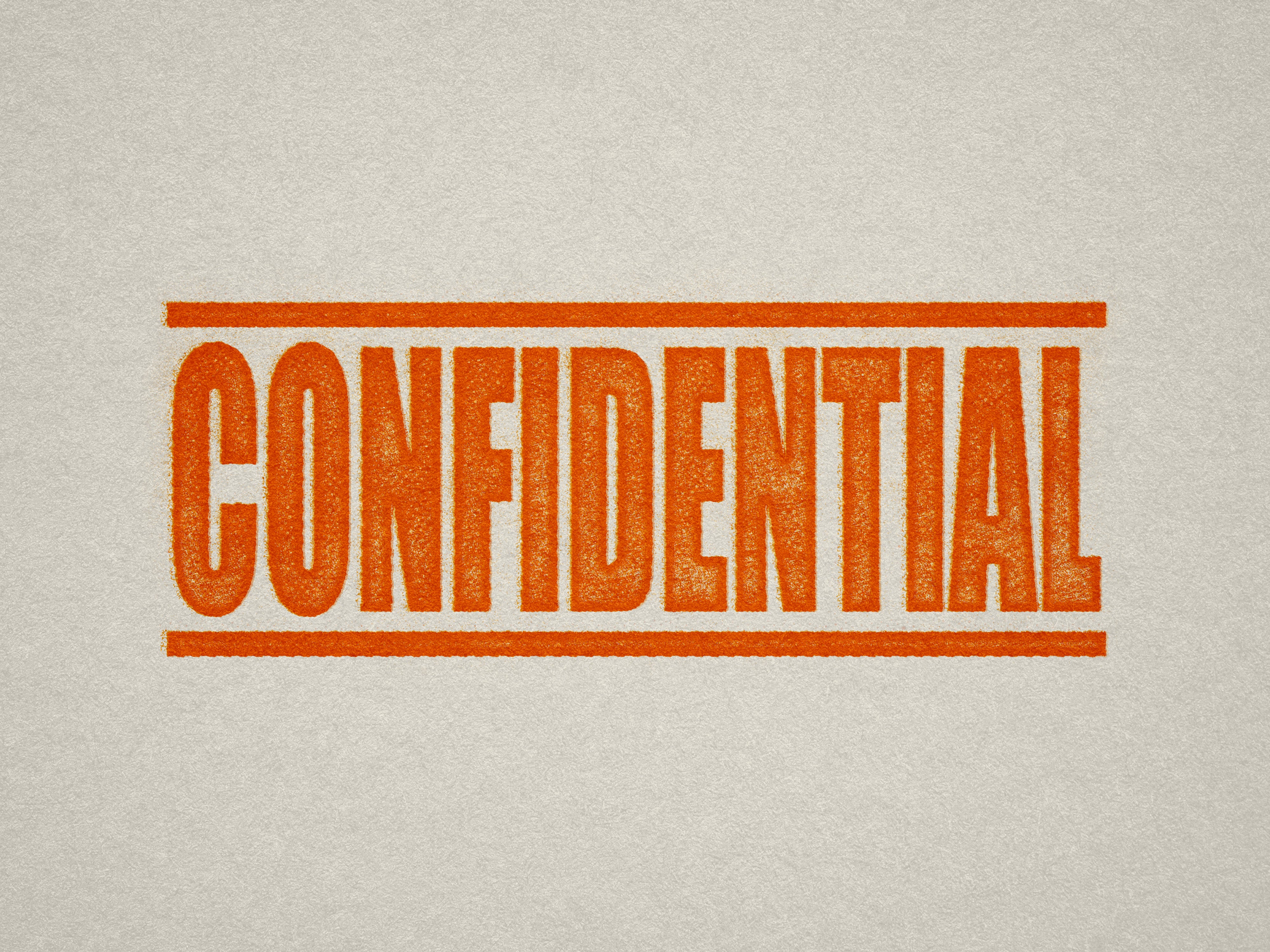 mock up design of 'Confidential' rubber stamp orange ink in paper background stampers hand stamp office business inventory documents self inking prefill refillable stamps stamping