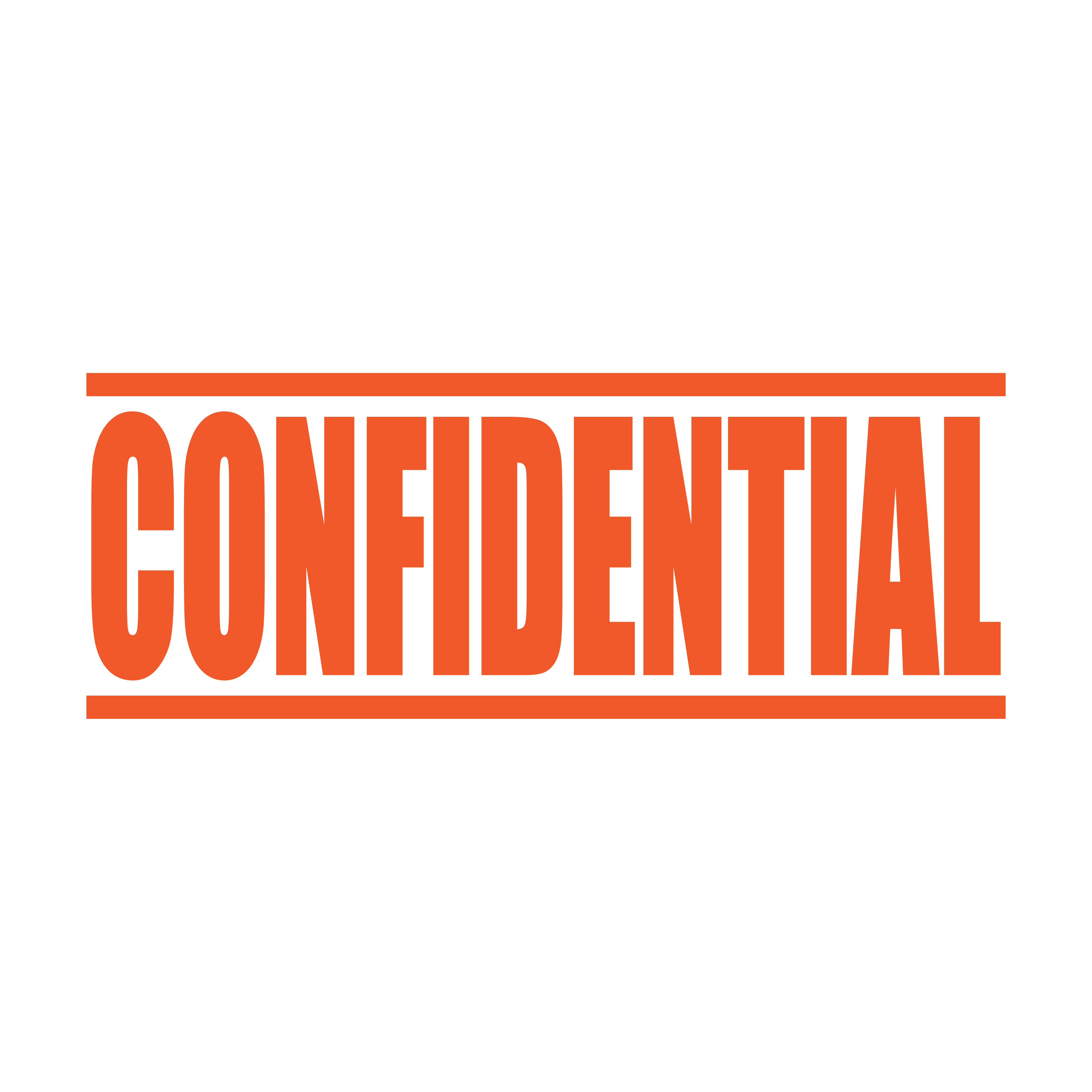 A orange self inking rubber stamp with the word 'Confidential' printed in bold capital letters in orange ink. stampers hand stamp office business inventory documents self inking prefill refillable stamps stamping