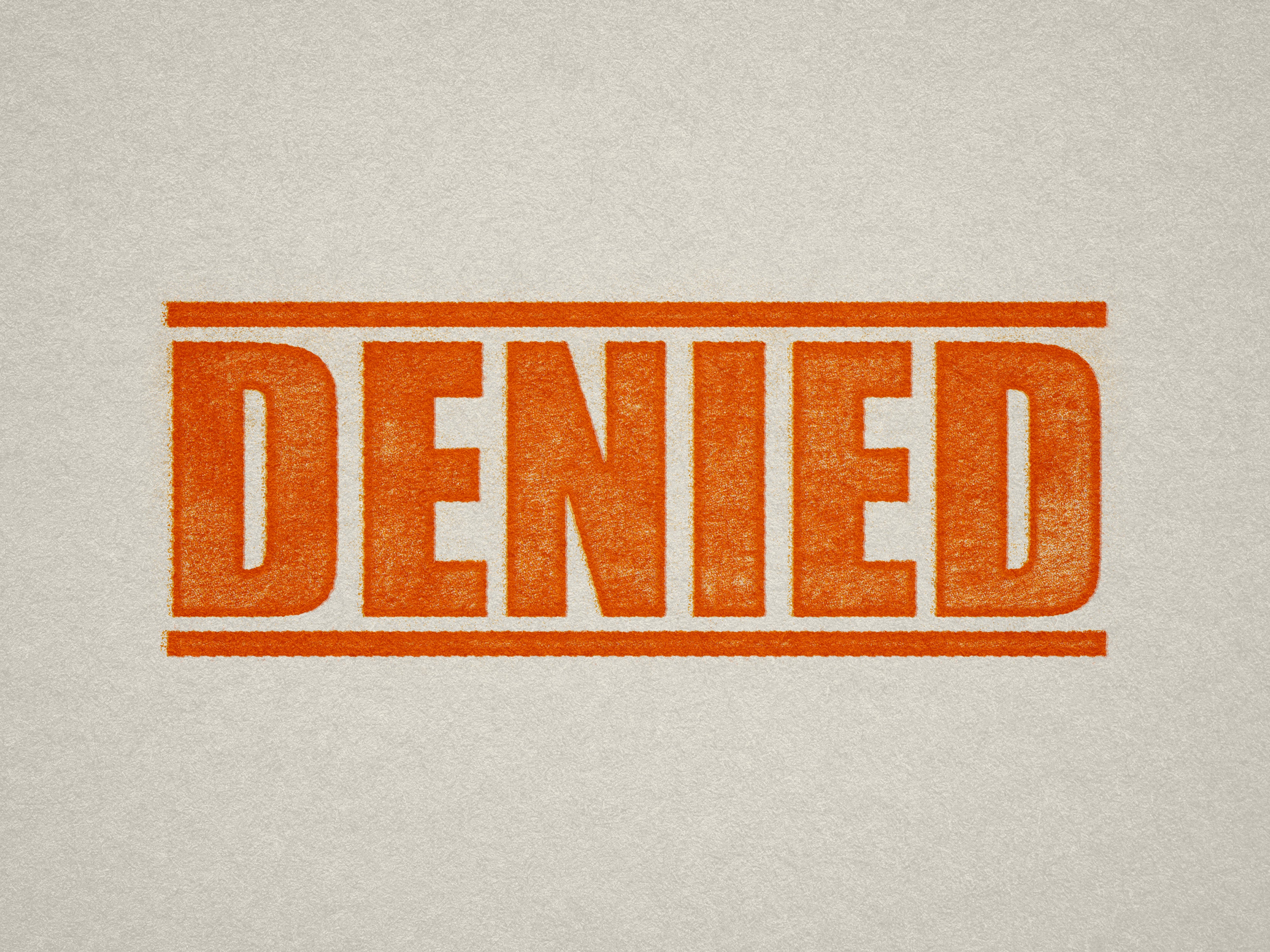 mock up design of 'Denied' rubber stamp orange ink in paper background stampers hand stamp office business inventory documents self inking prefill refillable stamps stamping