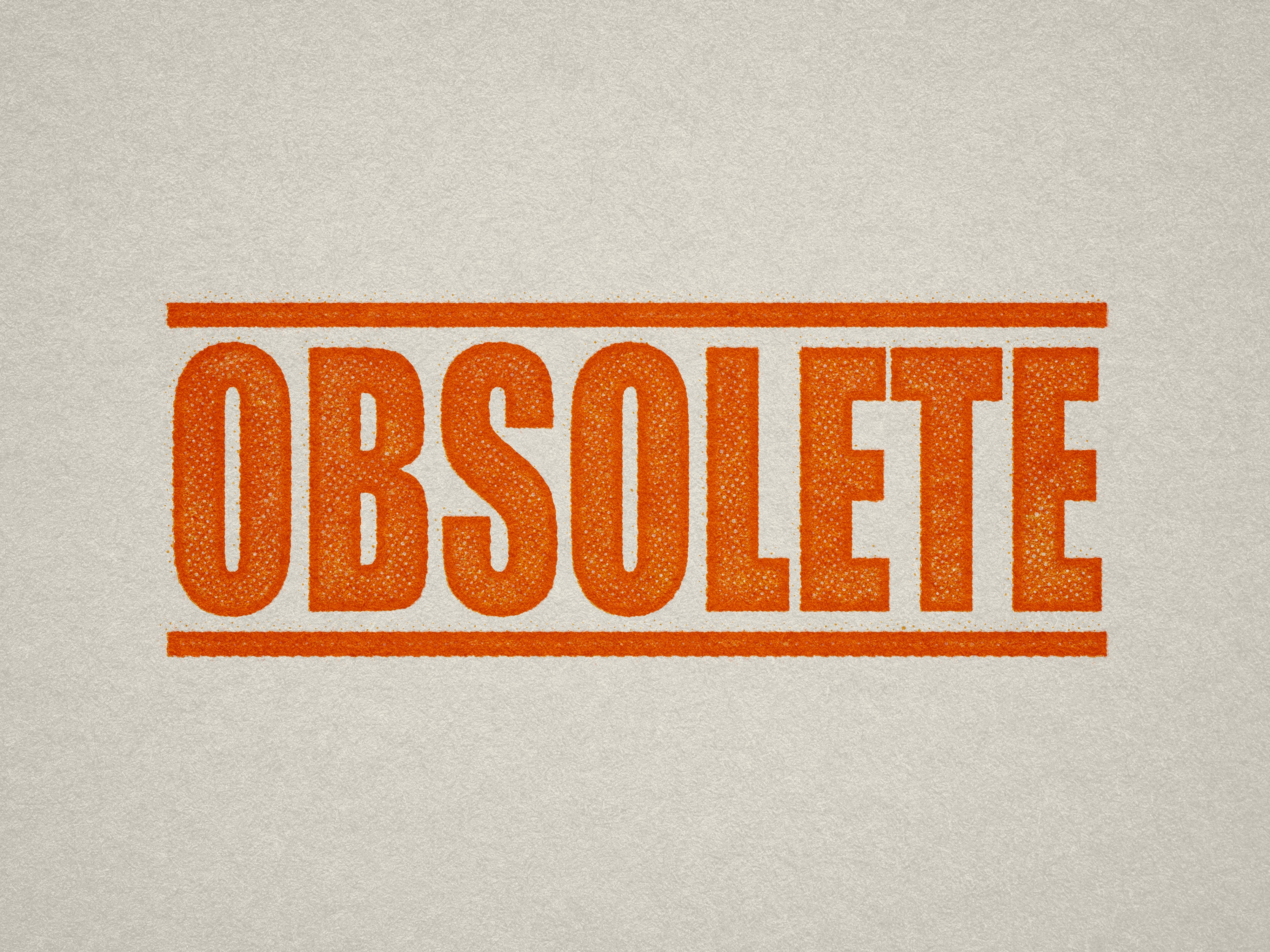 mock up design or lifestyle image of 'Obsolete' rubber stamp orange ink in paper background stampers hand stamp office business inventory documents