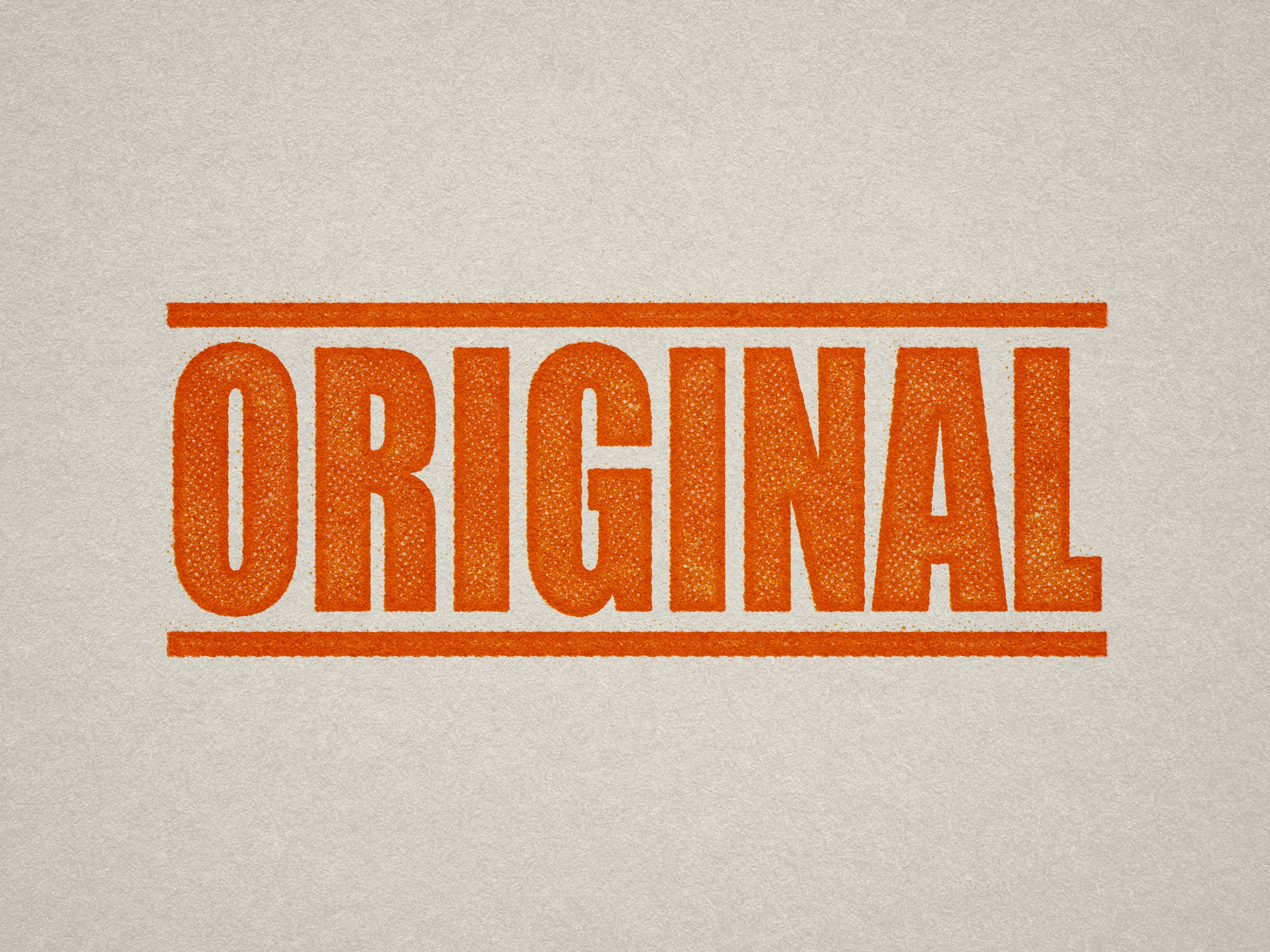 mock up design of 'Original' rubber stamp orange ink in paper background stampers hand stamp office business inventory documents self inking prefill refillable stamps stamping