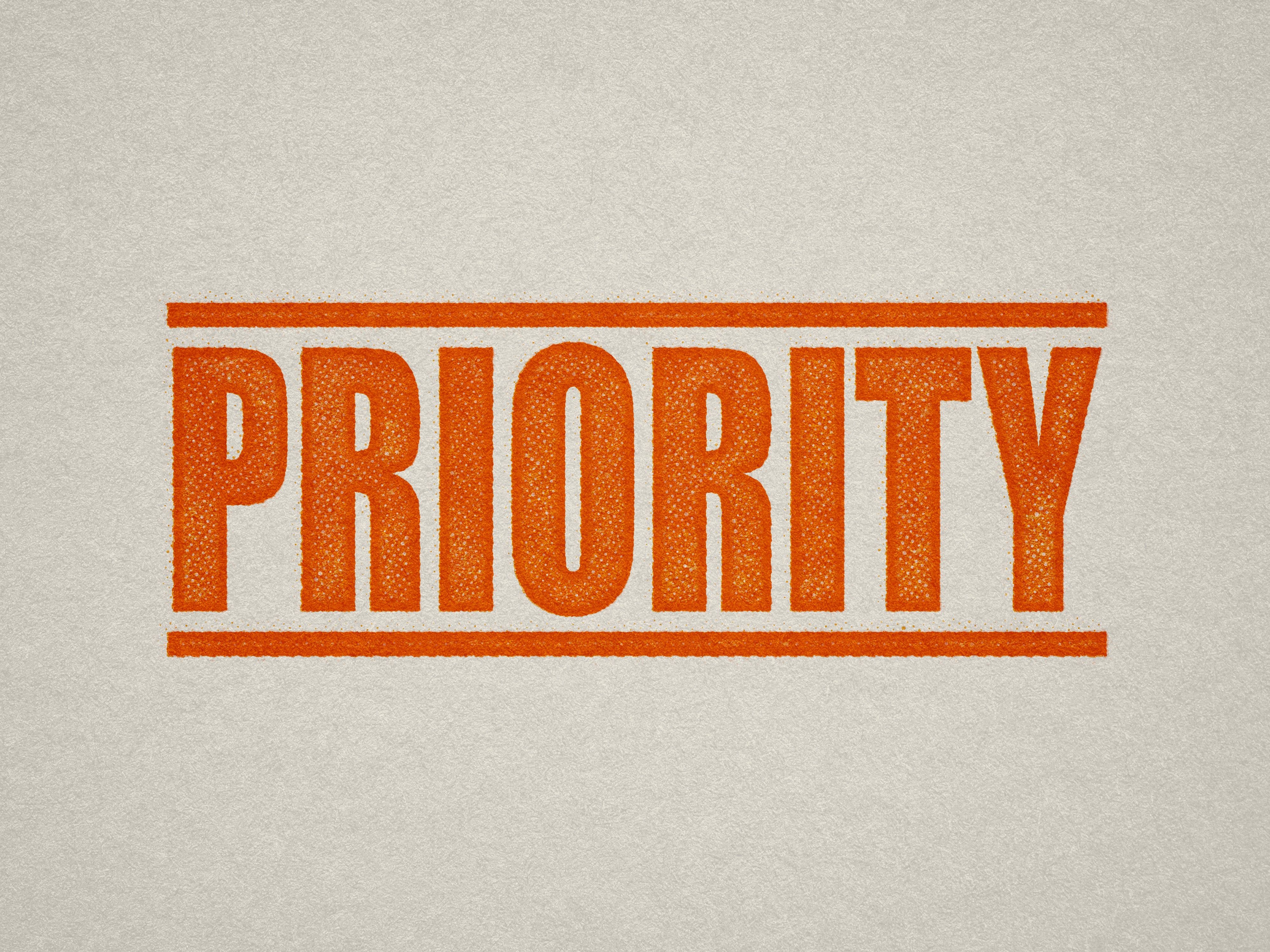 mock up design of 'Priority' rubber stamp orange ink in paper background stampers hand stamp office business inventory documents self inking prefill refillable stamps stamping