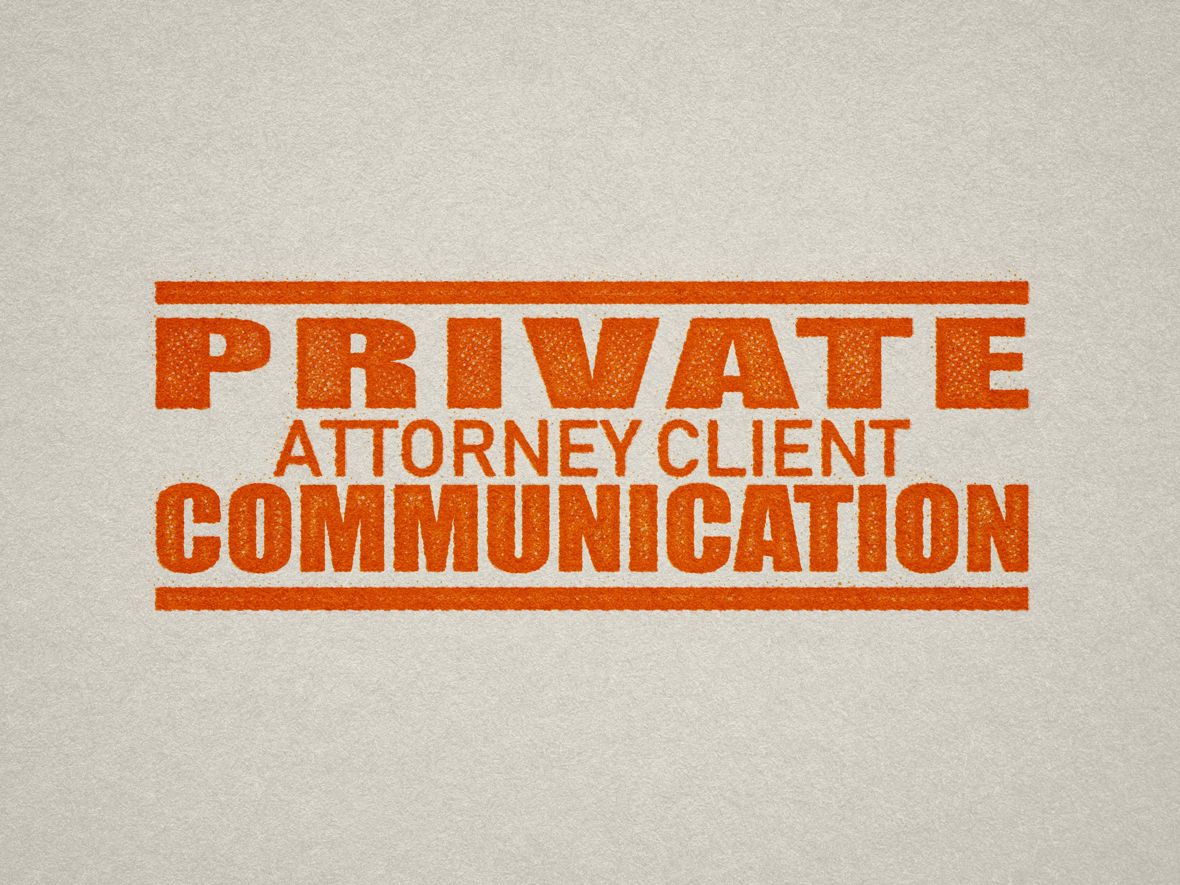 Private Attorney Client Communication stamp readymade Orange ink