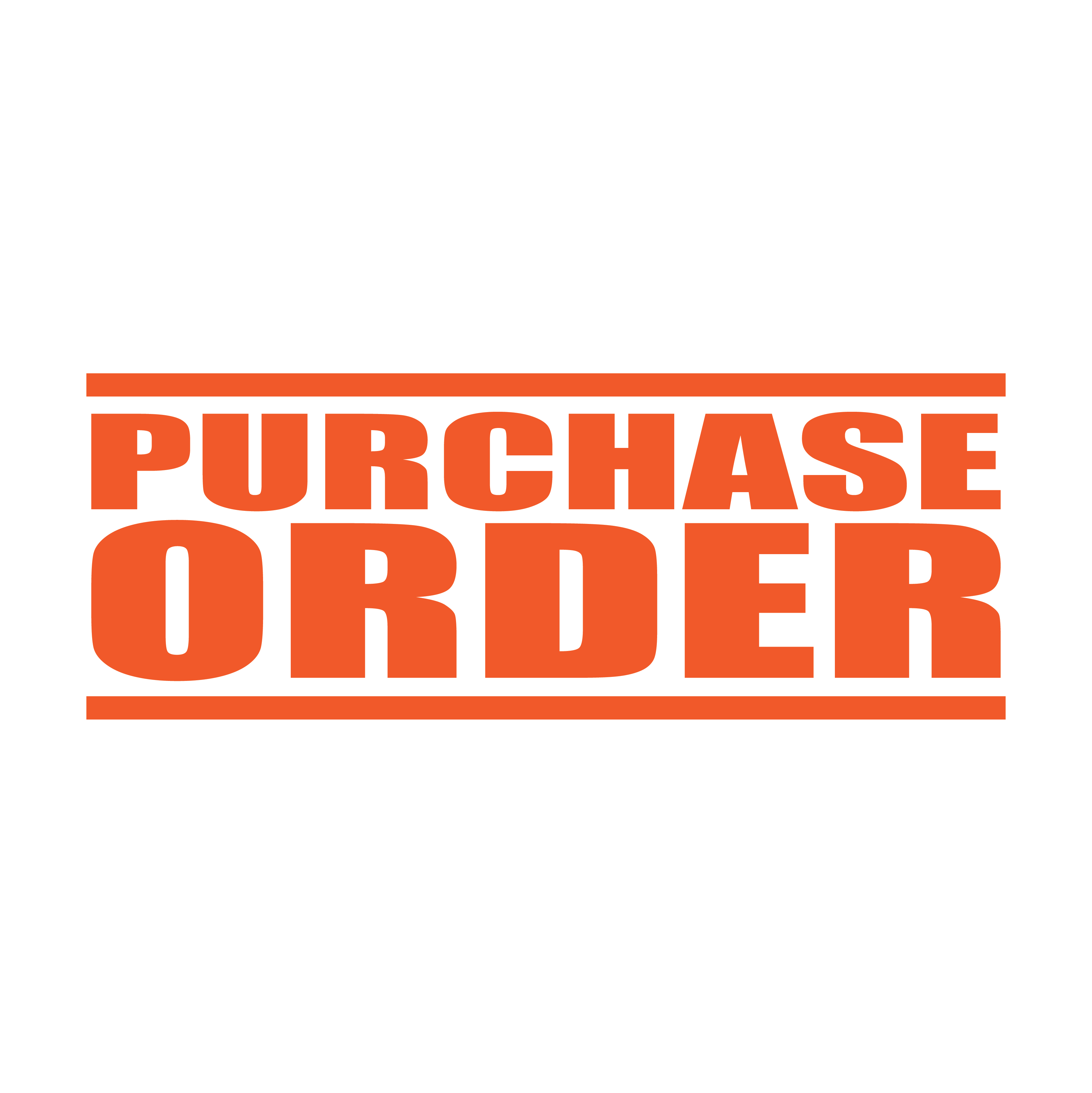 Document management stamp, "Purchase Order" stamp Orange ink