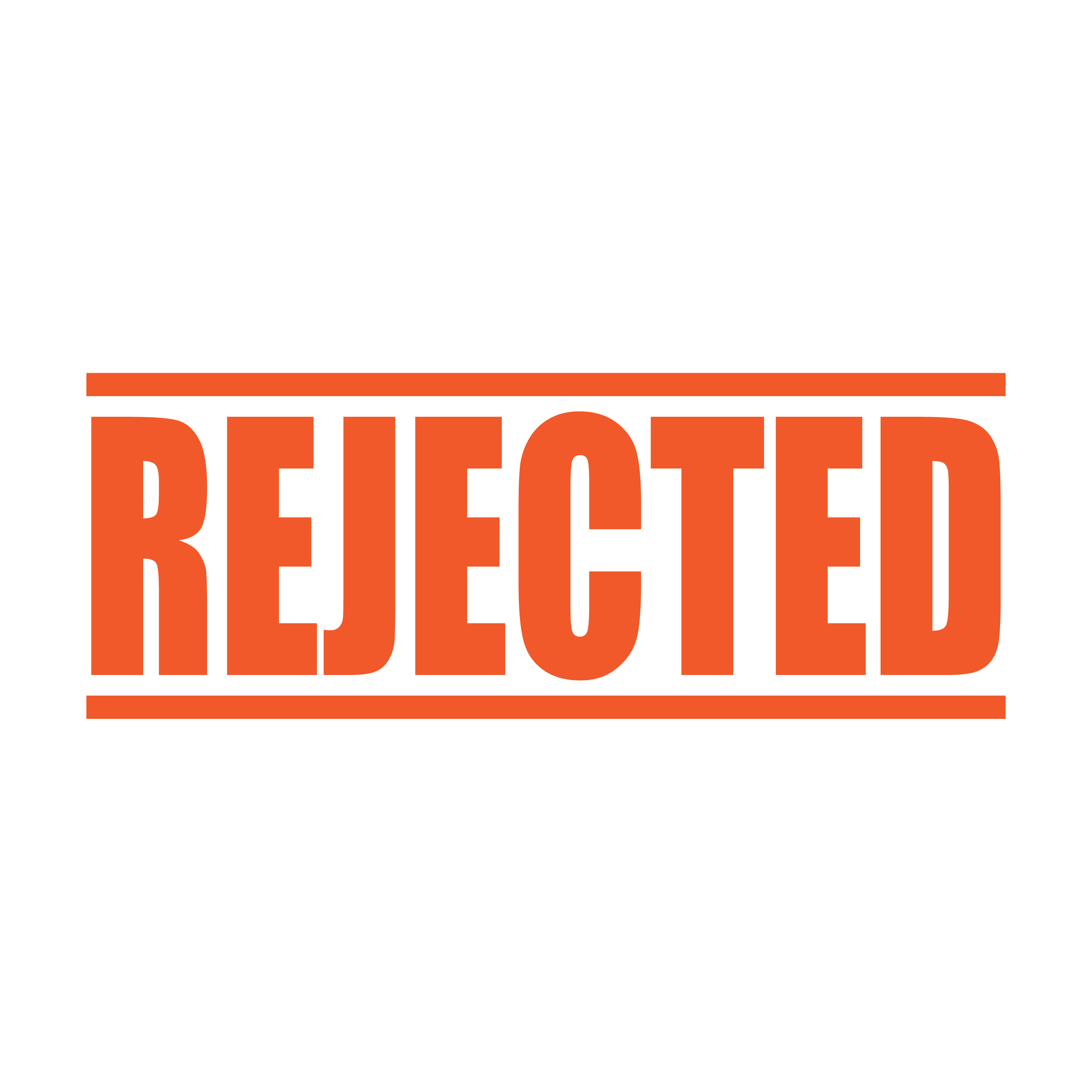 REJECTED stamp off the shelf design Orange ink