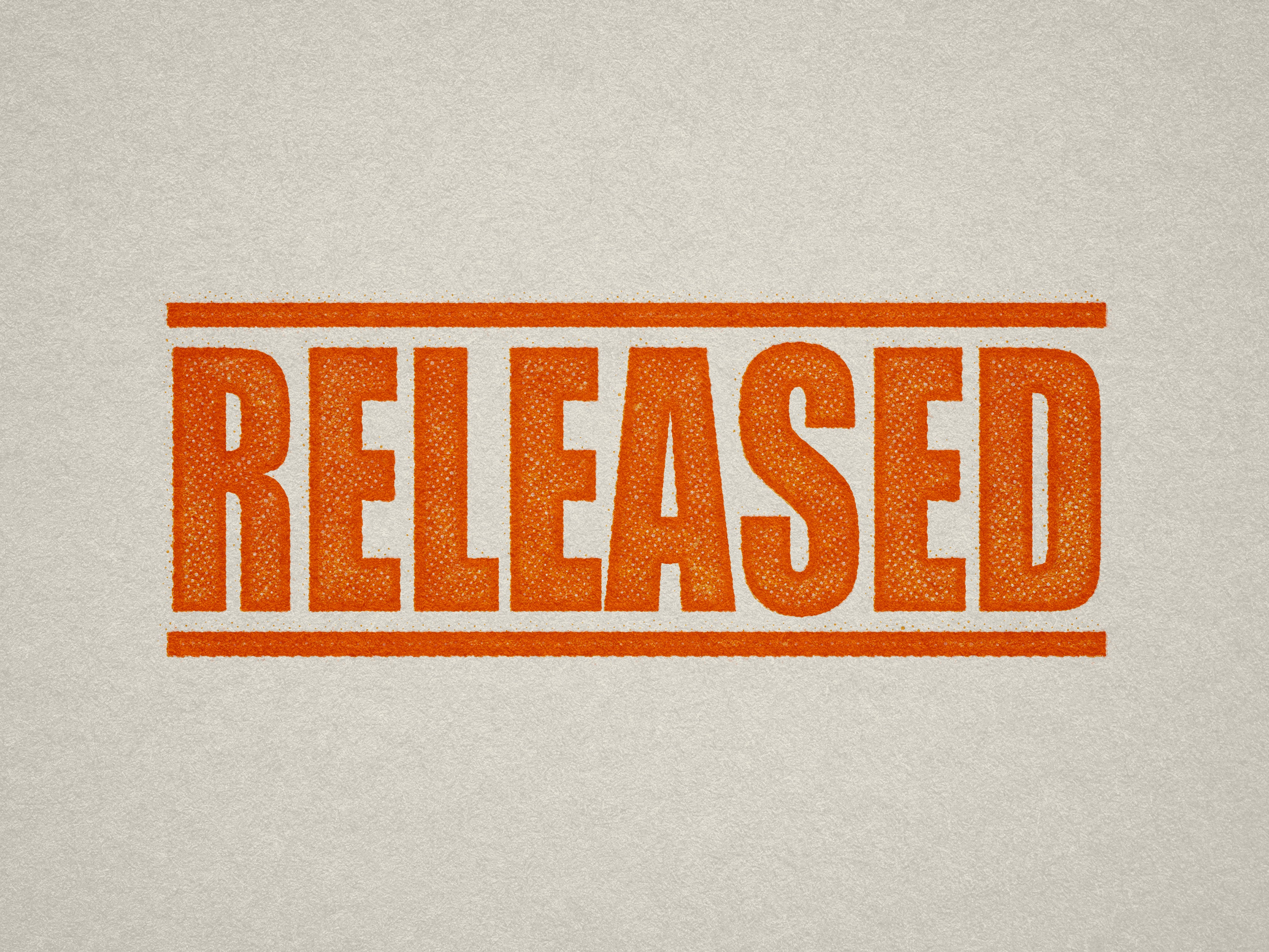 RELEASED rubber stamp Orange ink